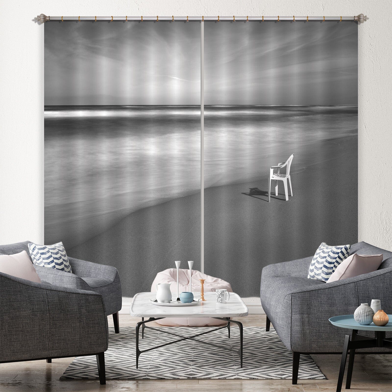 3D White Bench 083 Marco Carmassi Curtain Curtains Drapes Curtains AJ Creativity Home 