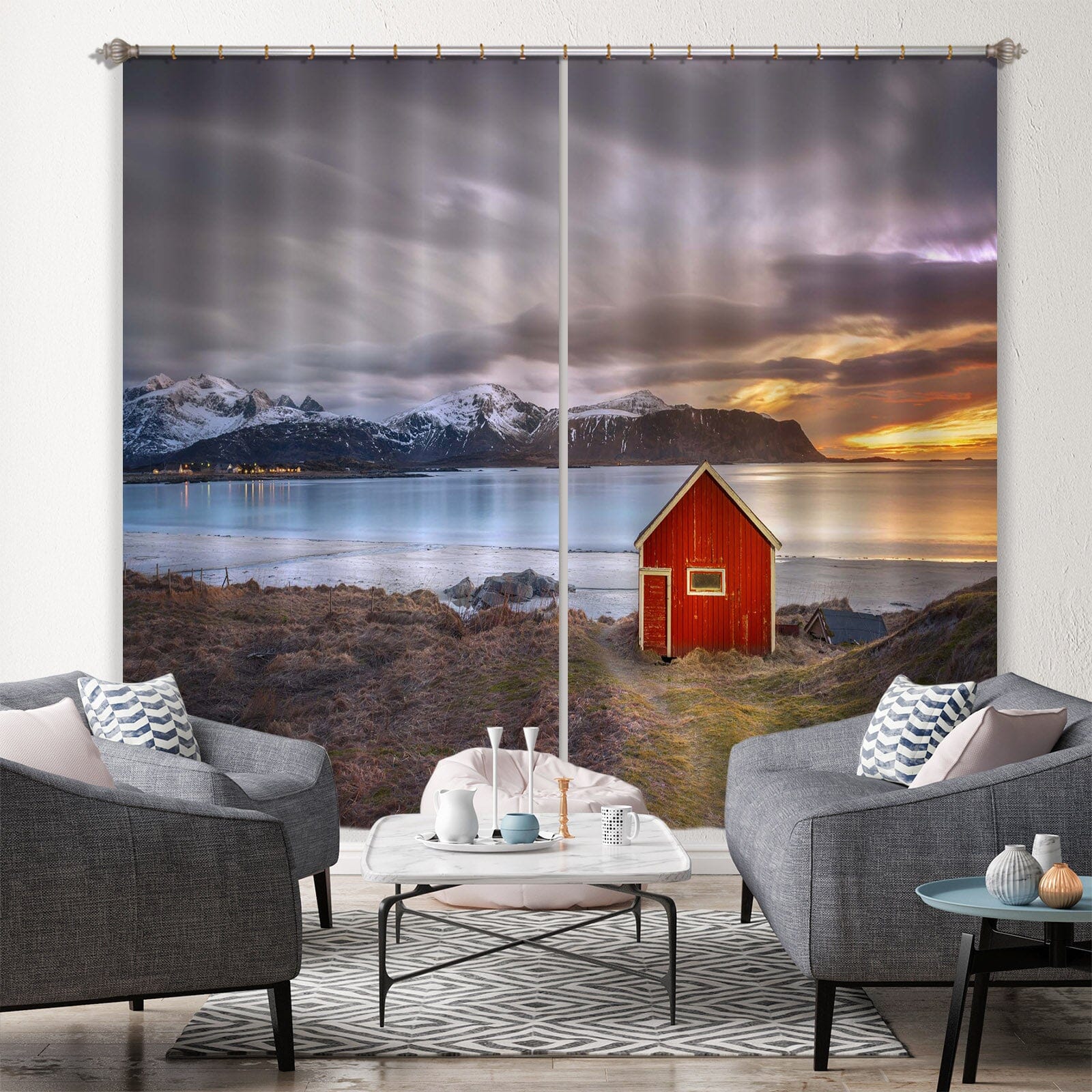 3D Red House 157 Marco Carmassi Curtain Curtains Drapes Curtains AJ Creativity Home 