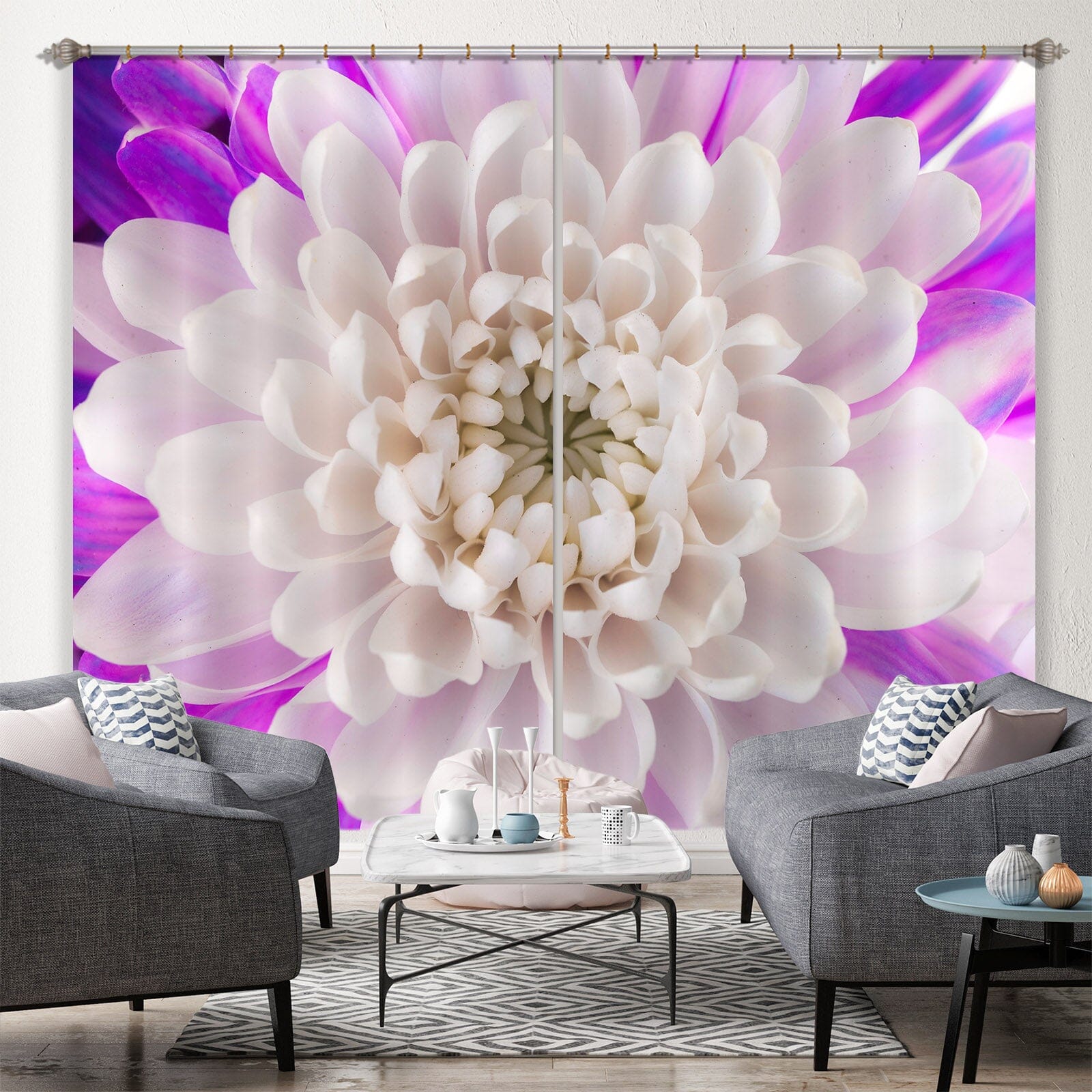 3D White Petals 223 Assaf Frank Curtain Curtains Drapes Curtains AJ Creativity Home 