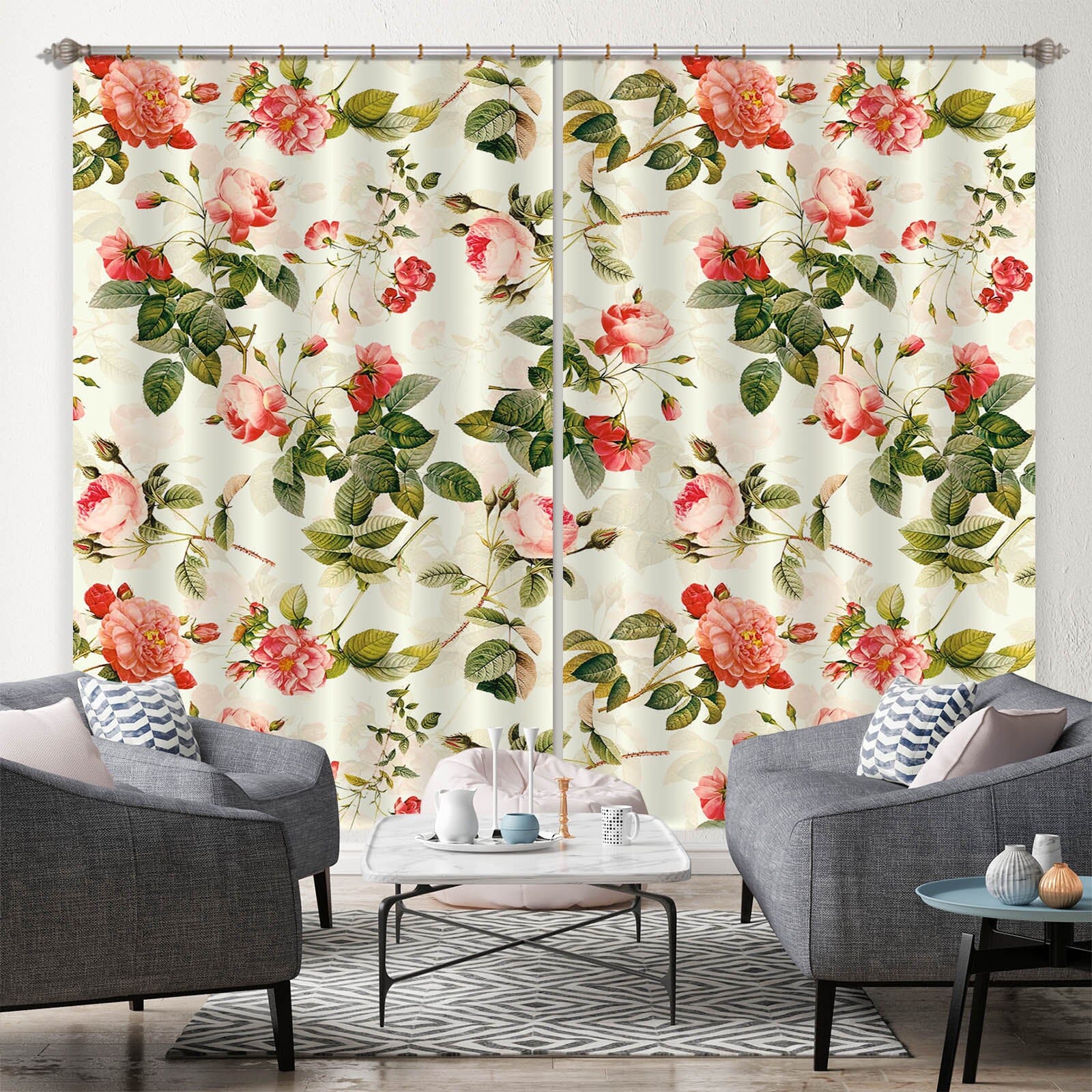 3D Pink Flowers 129 Uta Naumann Curtain Curtains Drapes Curtains AJ Creativity Home 