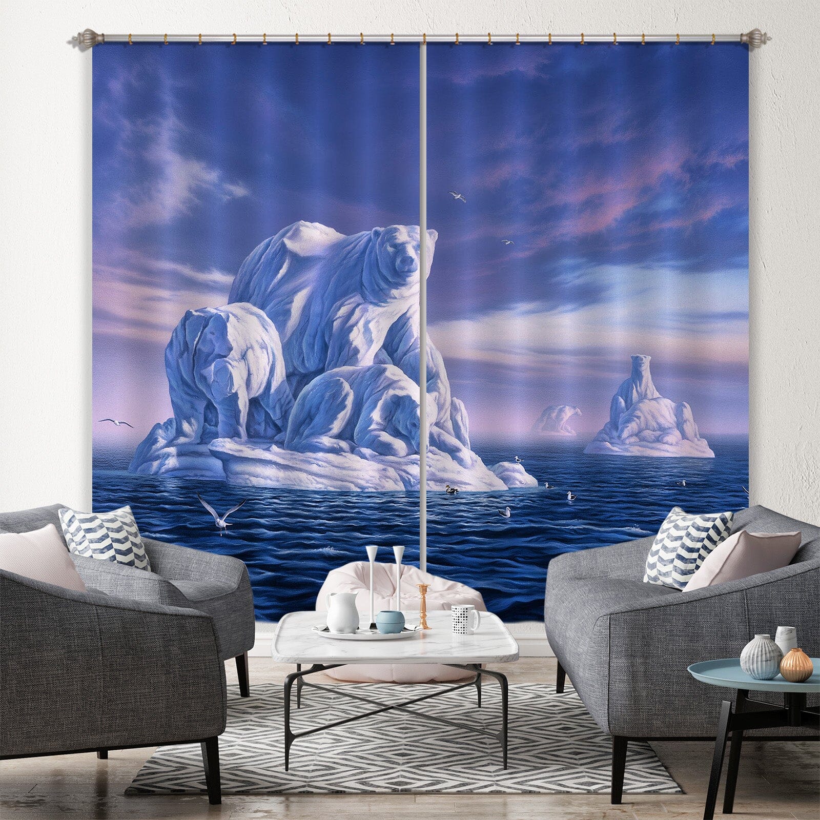 3D Polar Bear 068 Jerry LoFaro Curtain Curtains Drapes Curtains AJ Creativity Home 