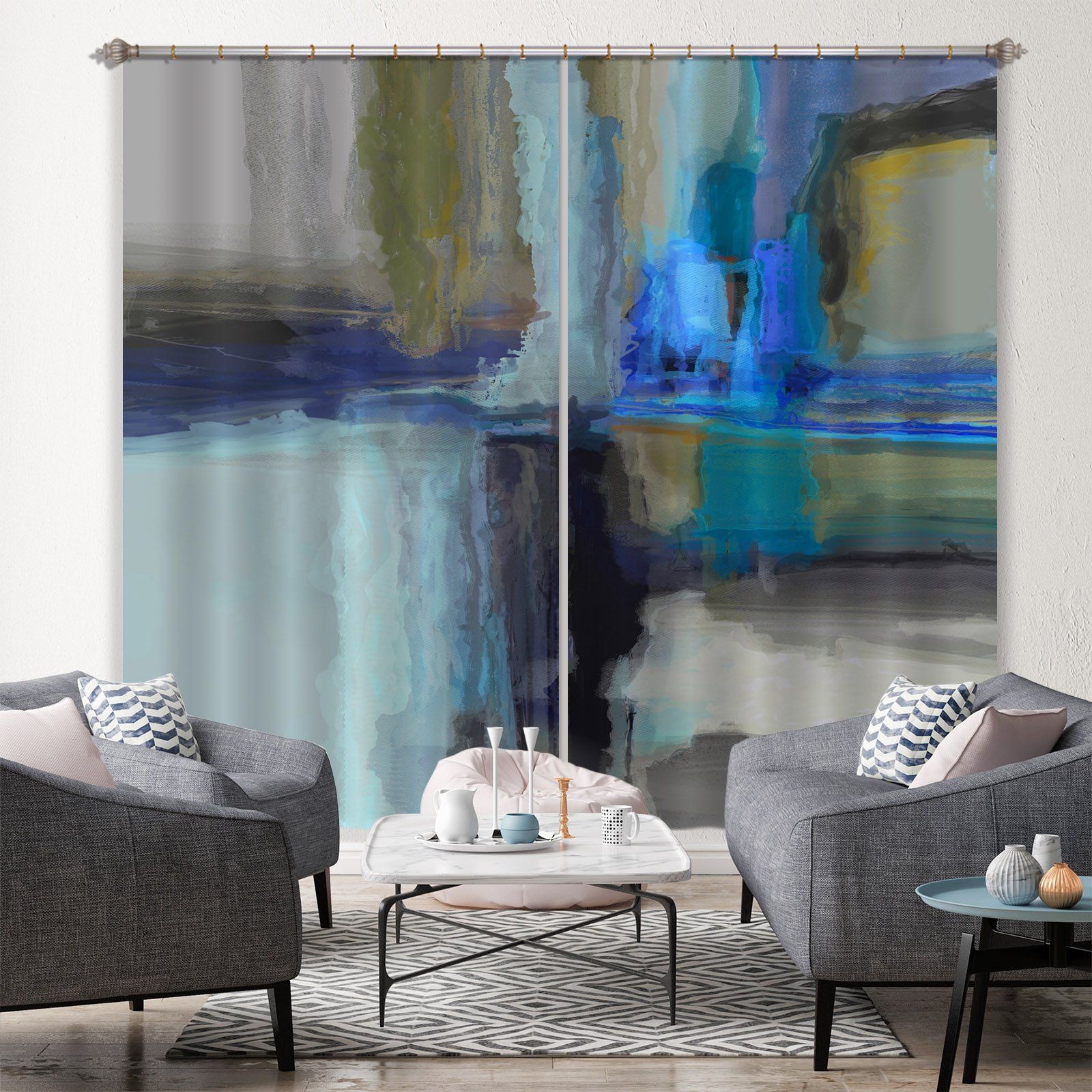 3D Blue Graffiti 047 Michael Tienhaara Curtain Curtains Drapes Curtains AJ Creativity Home 