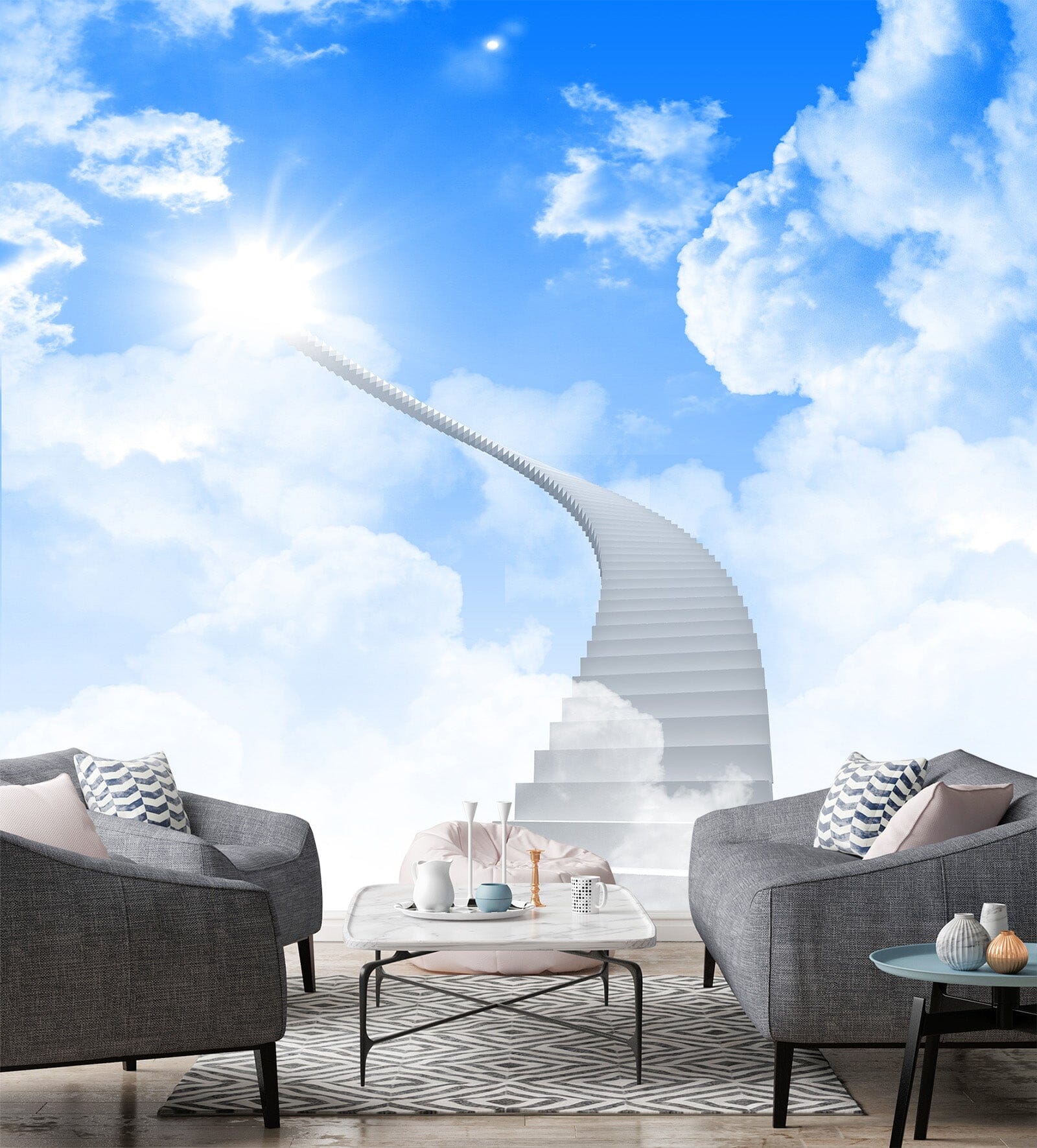 3D Blue Sky White Clouds 1466 Wall Murals Wallpaper AJ Wallpaper 2 