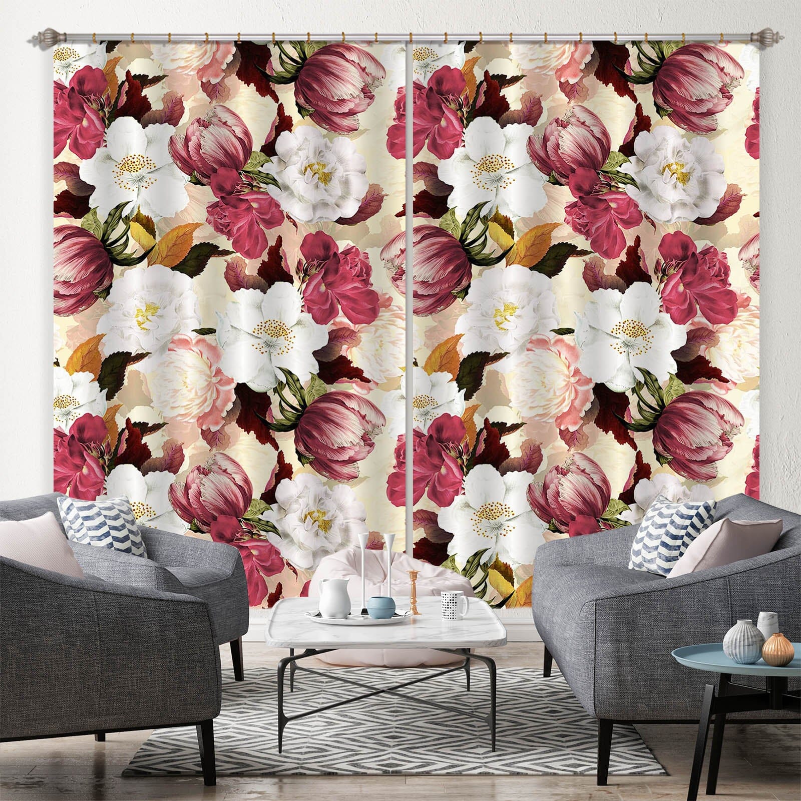 3D Painted Flowers 168 Uta Naumann Curtain Curtains Drapes Curtains AJ Creativity Home 