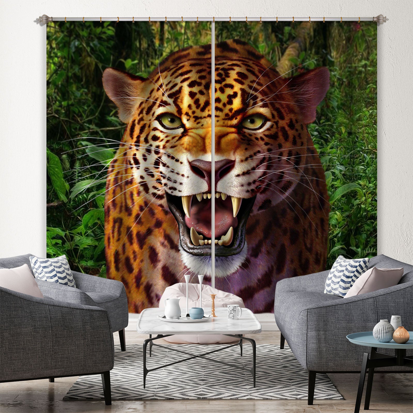 3D Leopard 86082 Jerry LoFaro Curtain Curtains Drapes