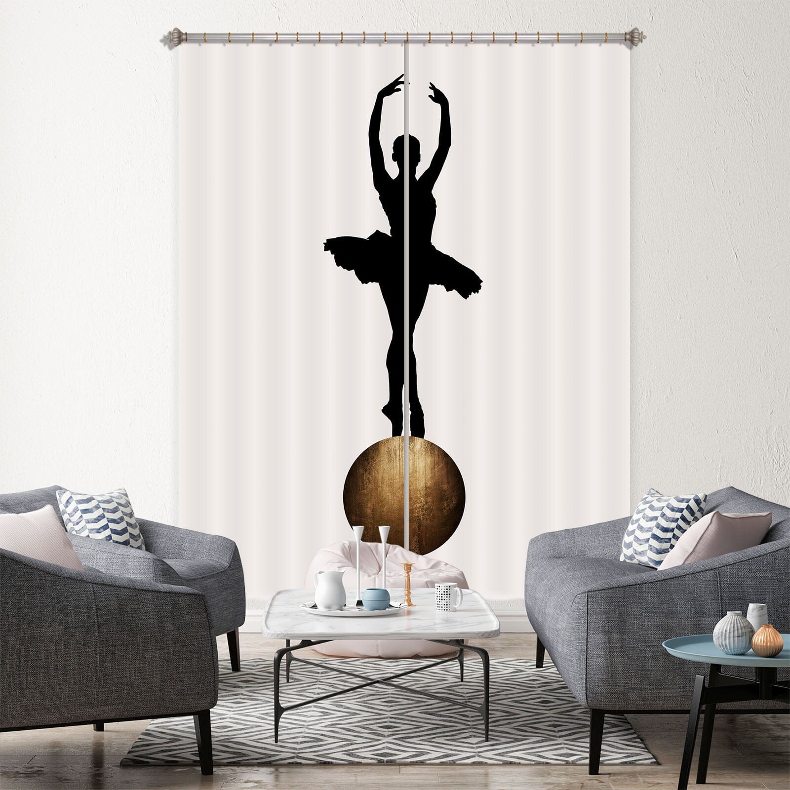 3D Woman Ballet 1099 Boris Draschoff Curtain Curtains Drapes Curtains AJ Creativity Home 