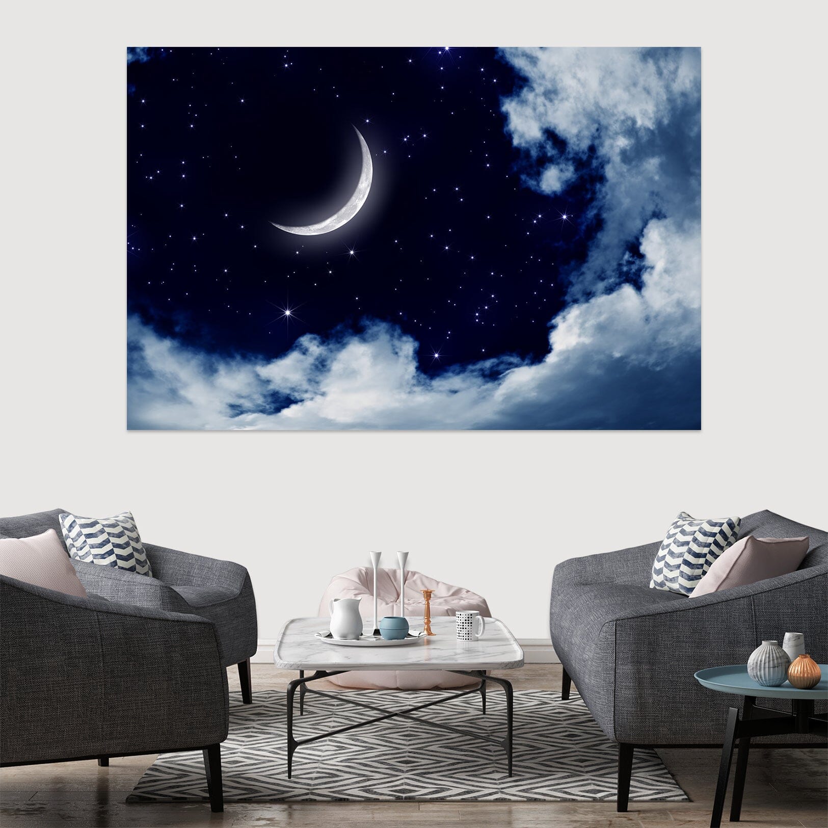 3D Meniscus White Clouds 1073 Wall Sticker Wallpaper AJ Wallpaper 2 
