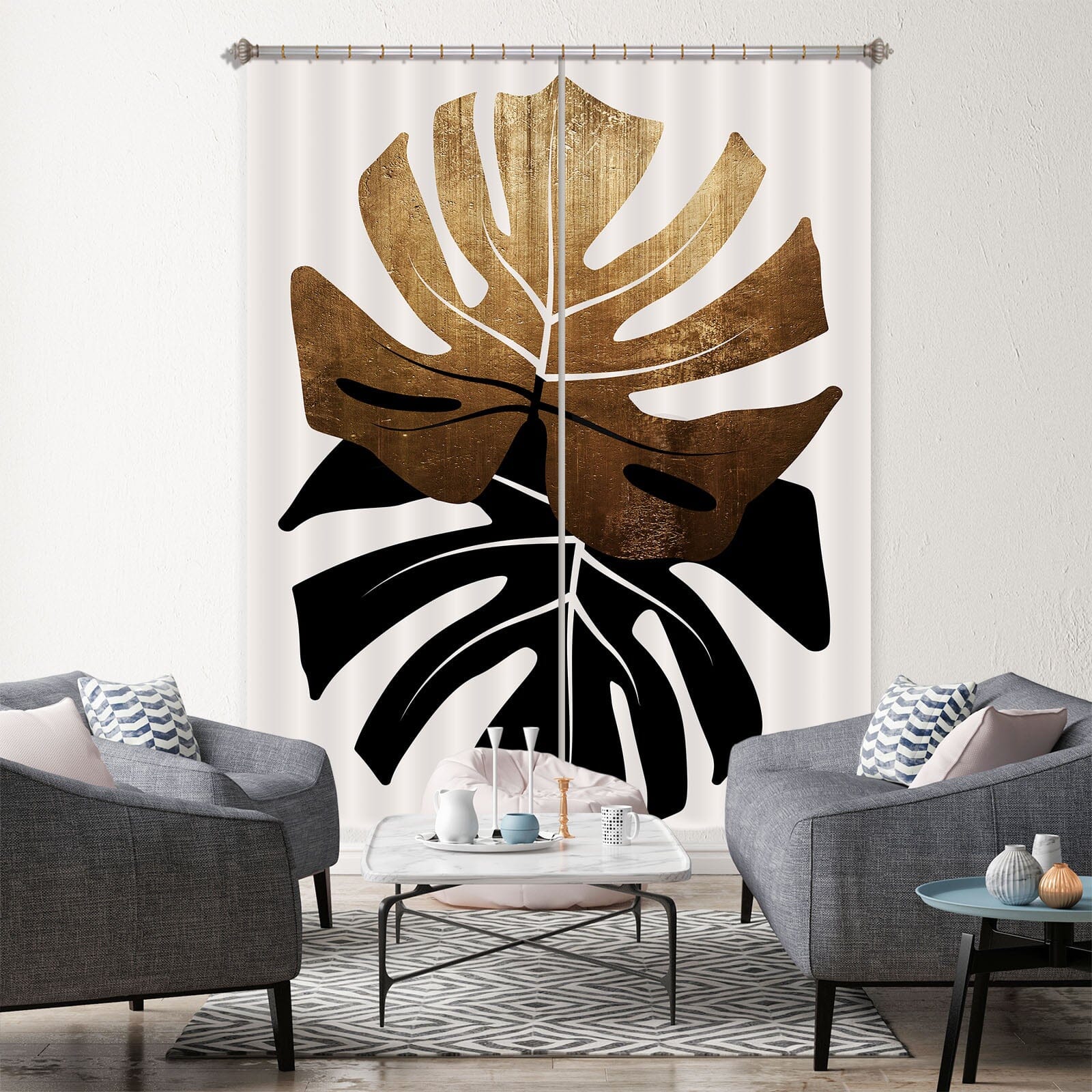 3D Gradient Leaves 1041 Boris Draschoff Curtain Curtains Drapes Curtains AJ Creativity Home 