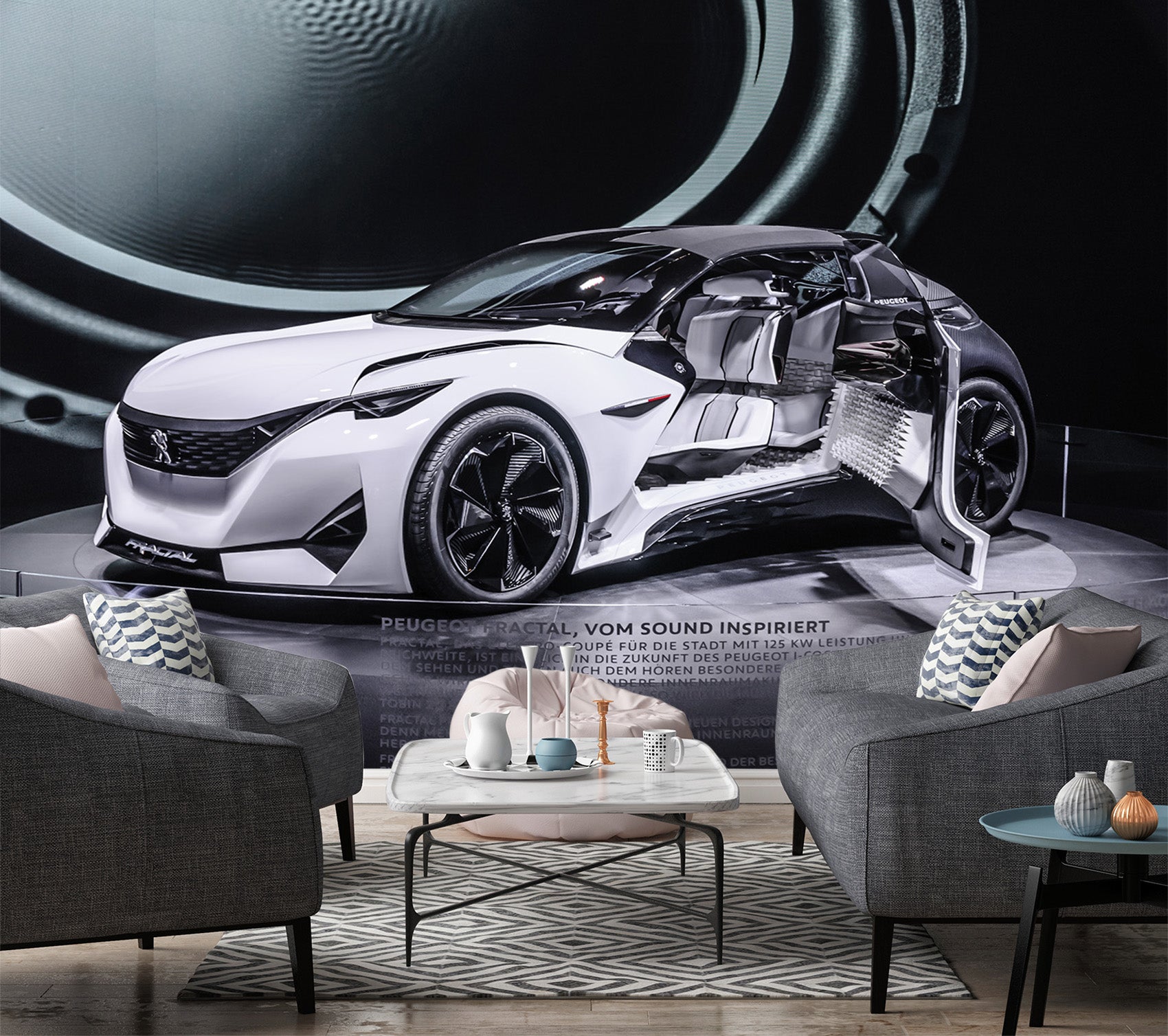 3D Peugeot Fractal 388 Vehicle Wall Murals