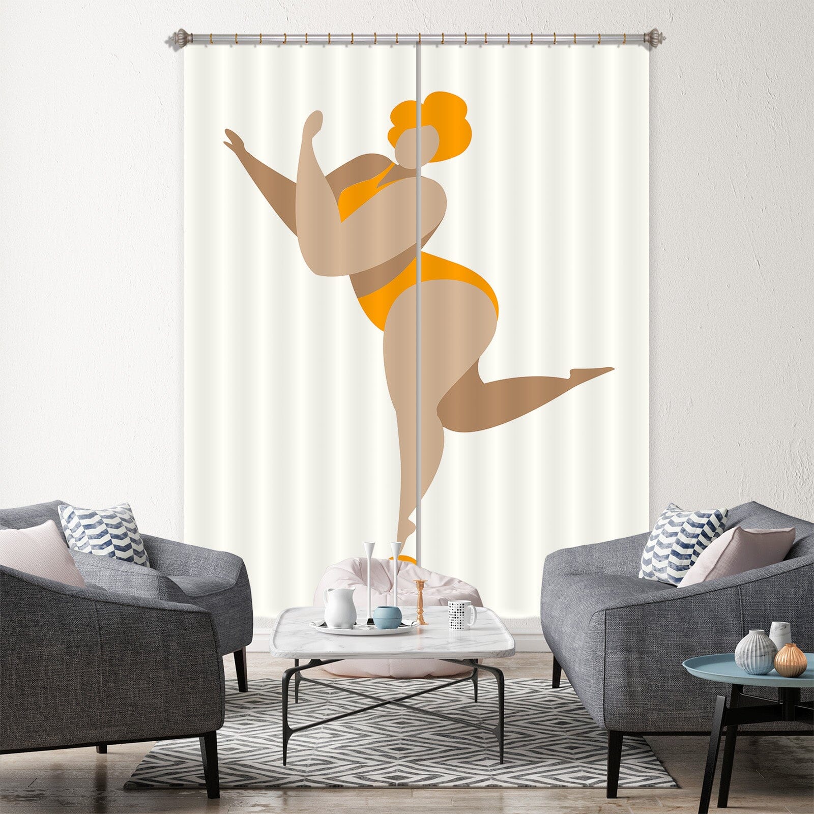 3D Dancing Queen YELLOW 1035 Boris Draschoff Curtain Curtains Drapes Curtains AJ Creativity Home 