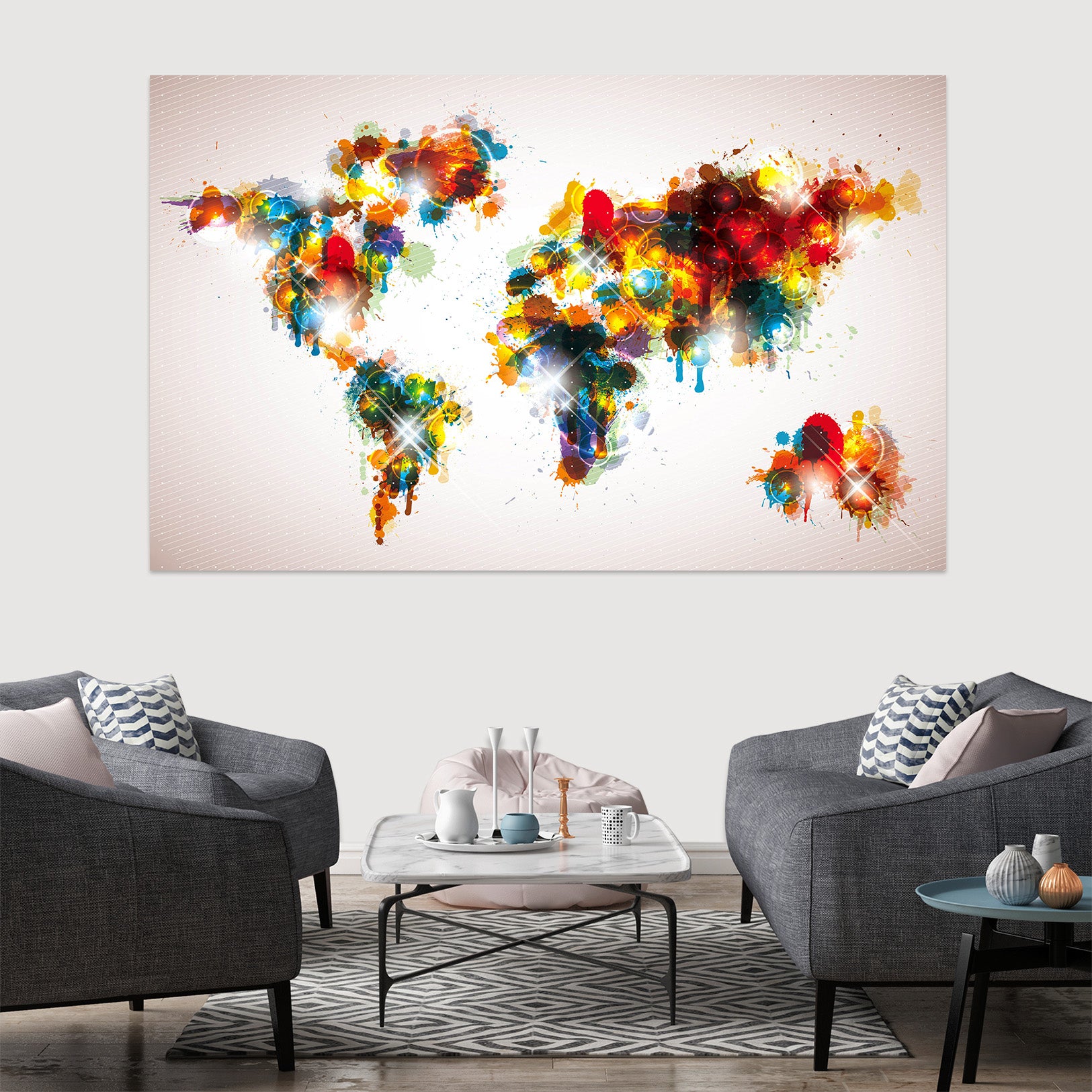 3D Color Splash 138 World Map Wall Sticker