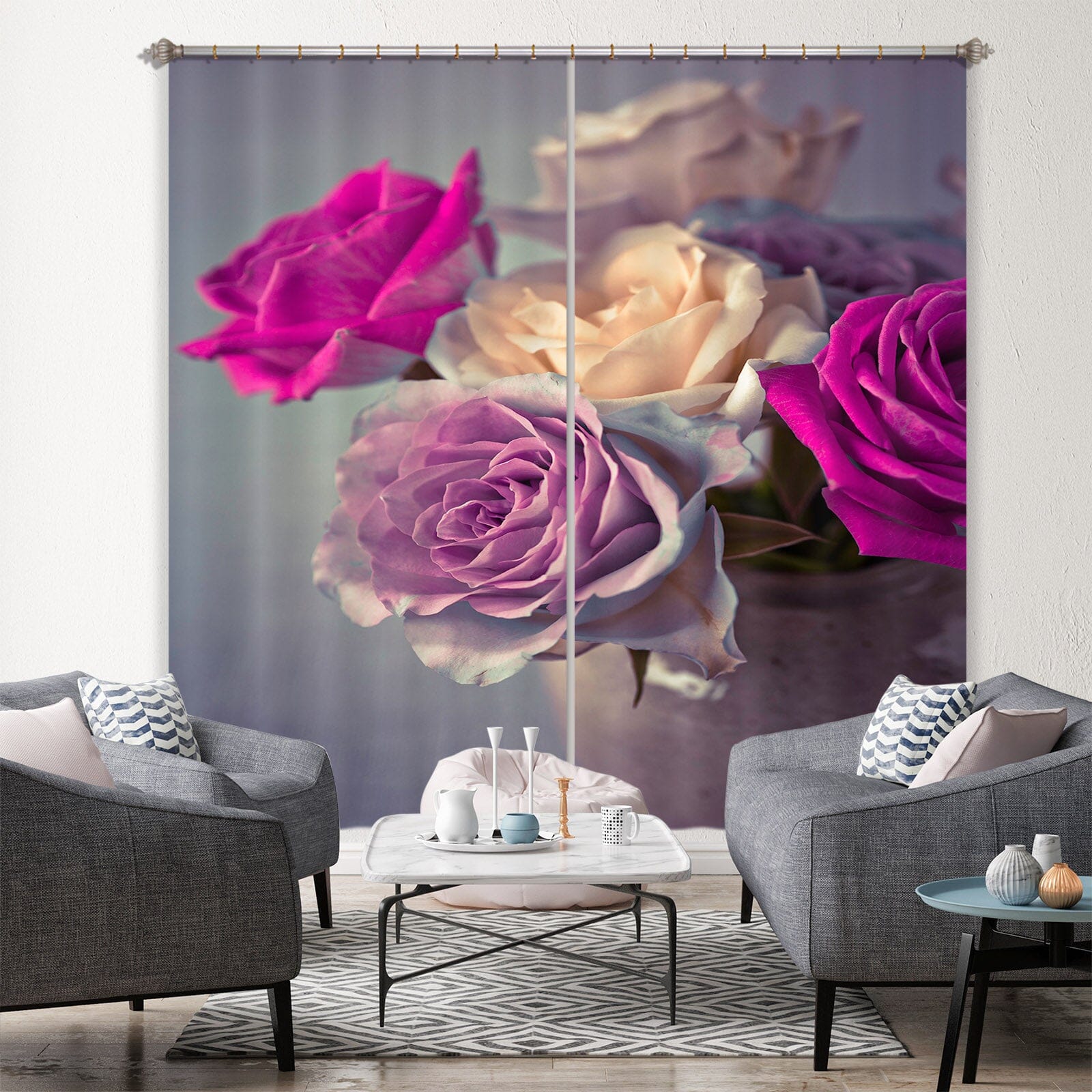 3D Color Rose 210 Assaf Frank Curtain Curtains Drapes Curtains AJ Creativity Home 