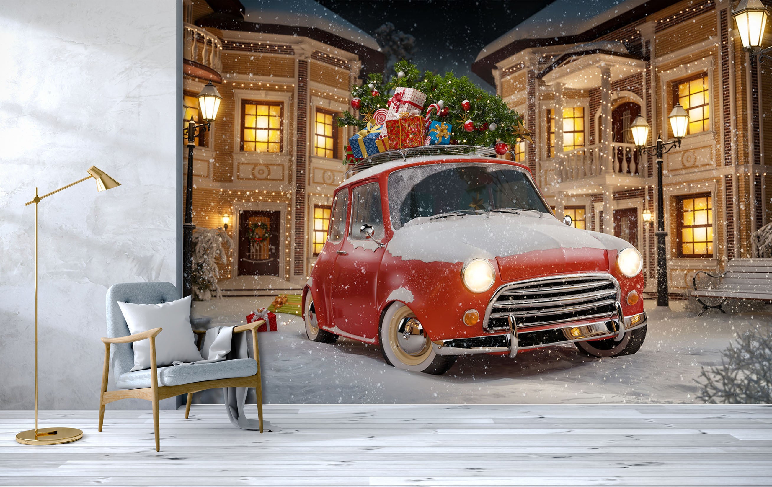 3D Christmas Gift Car 323 Vehicle Wall Murals