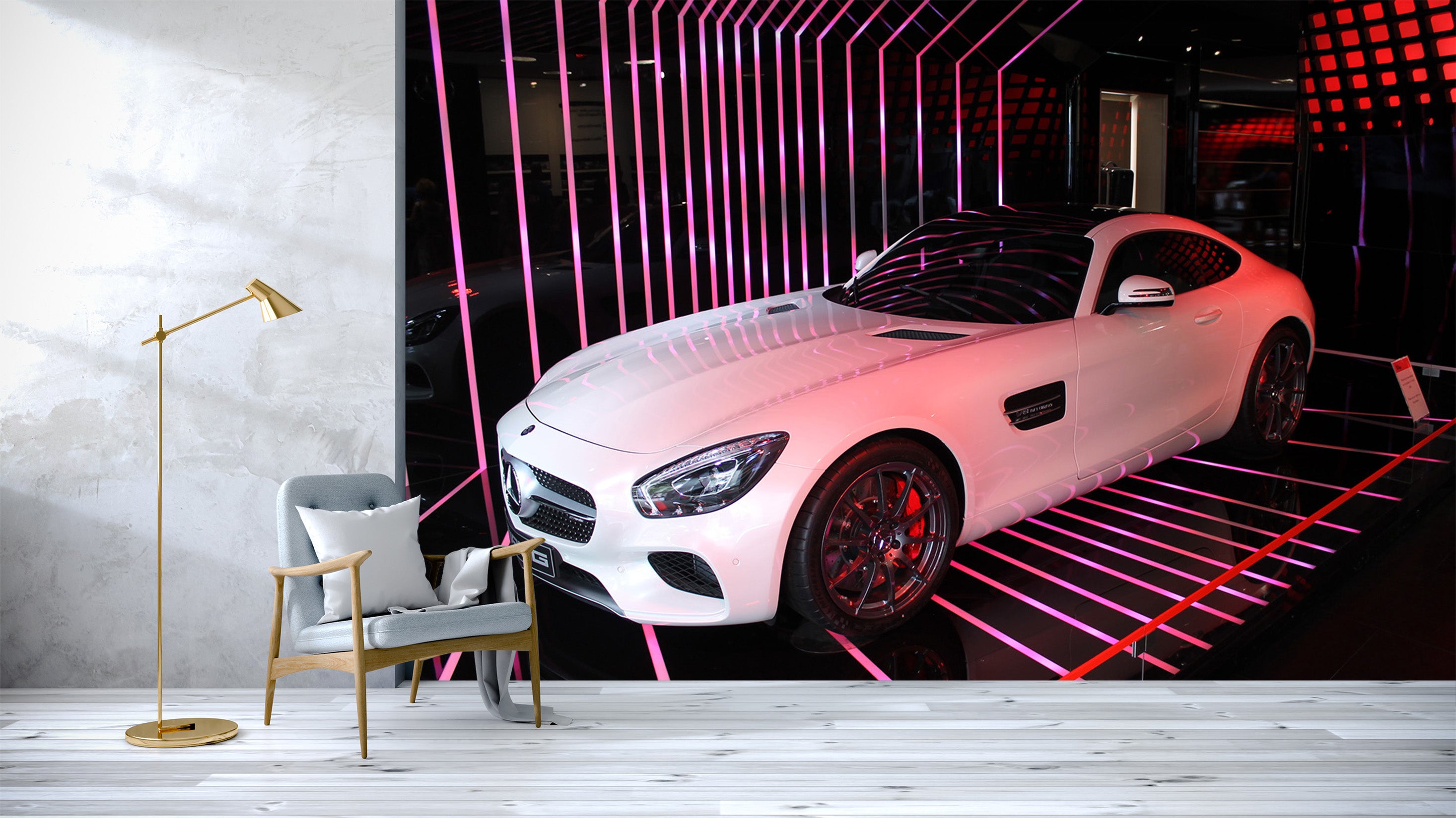 3D White Mercedes 218 Vehicle Wall Murals