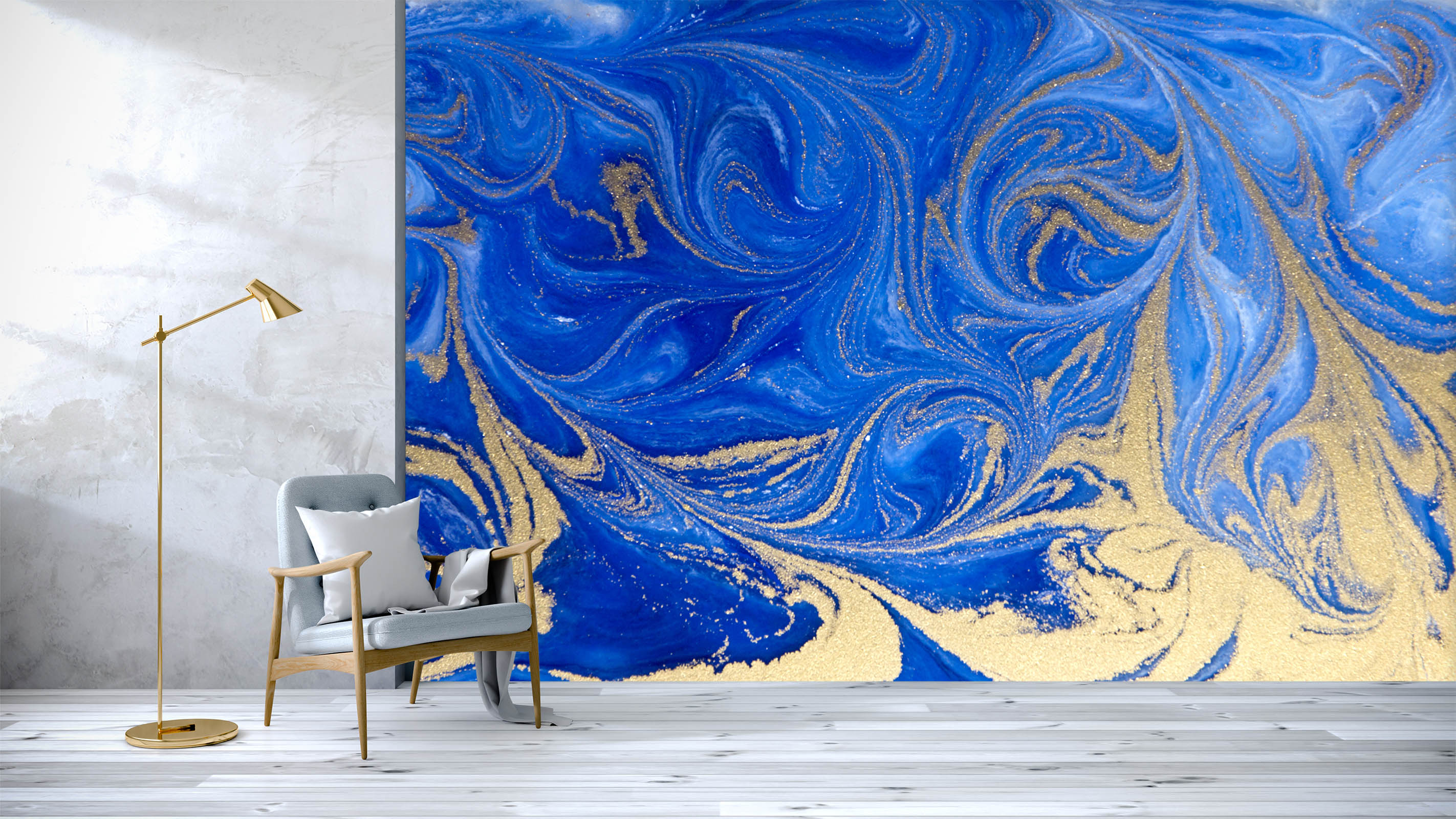 3D Golden-Blue Sand Texture 044 Wall Murals