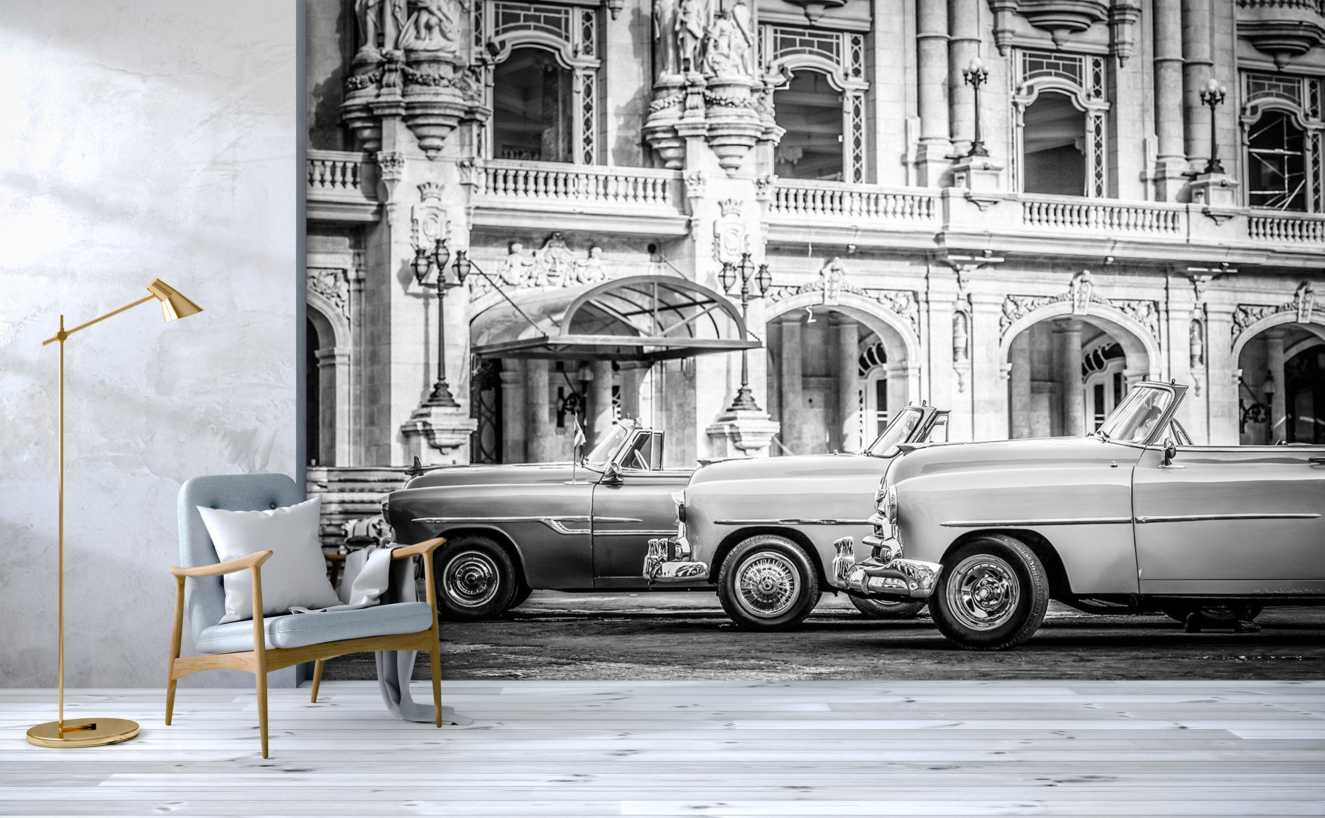 3D Castle Classic Car 351 Vehicle Wall Murals