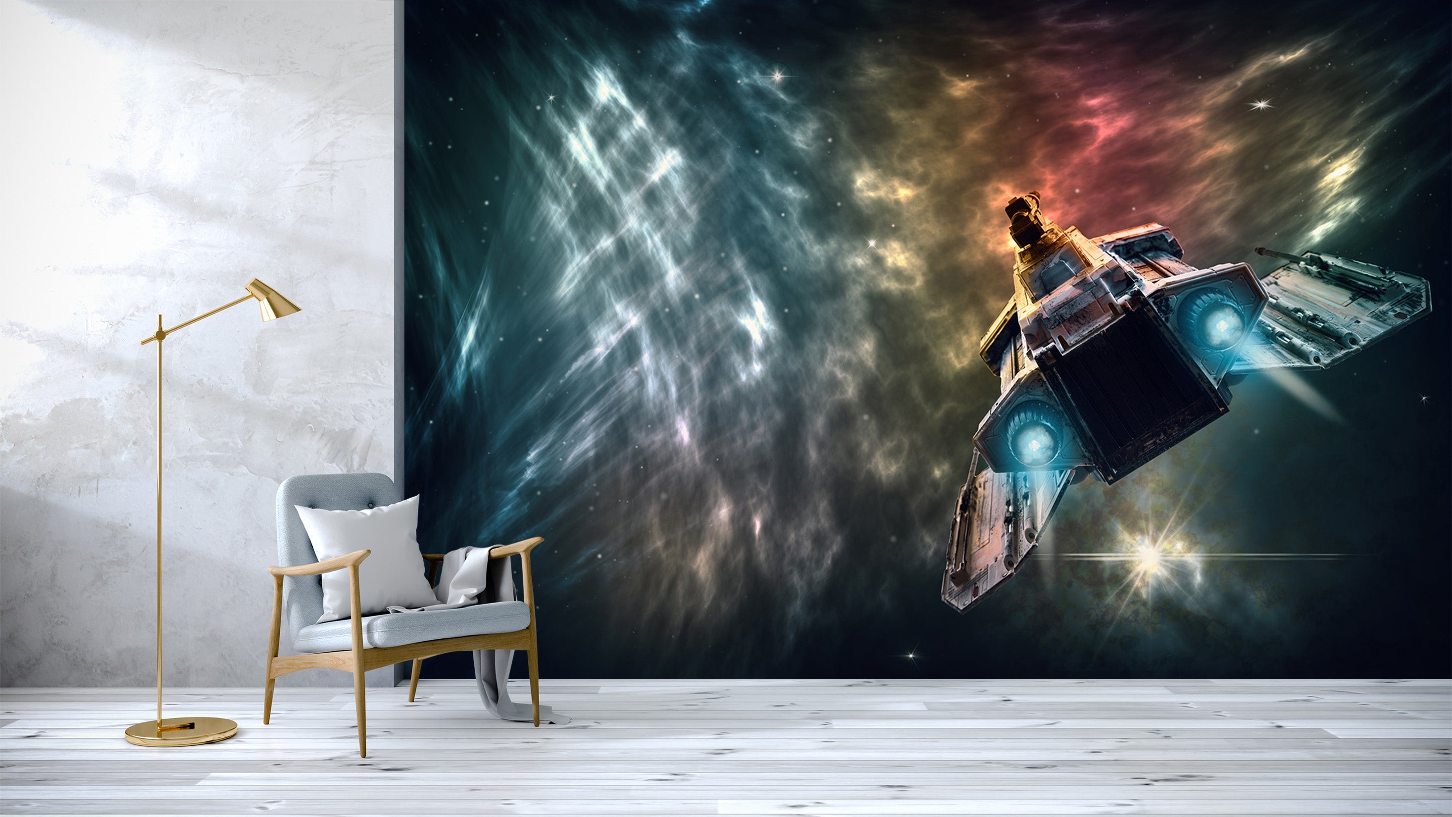 3D Spaceship Light 212 Vehicle Wall Murals