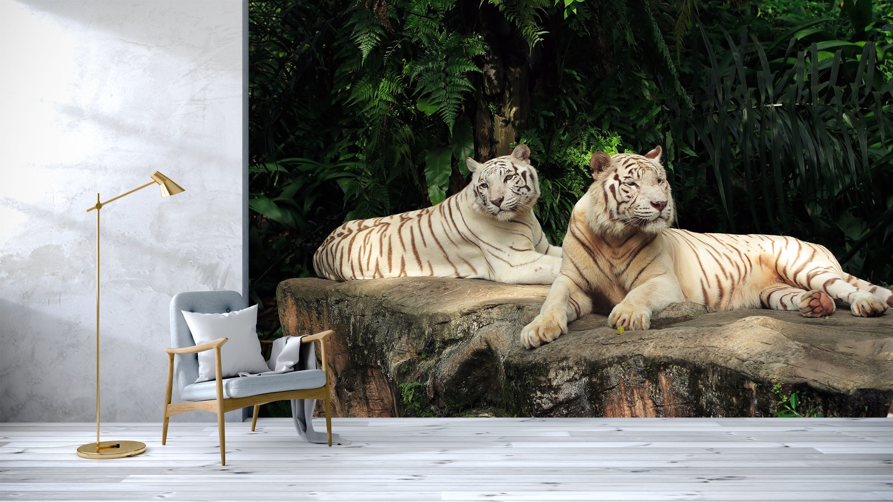 3D Two Tigers 123 Wall Murals Wallpaper AJ Wallpaper 2 