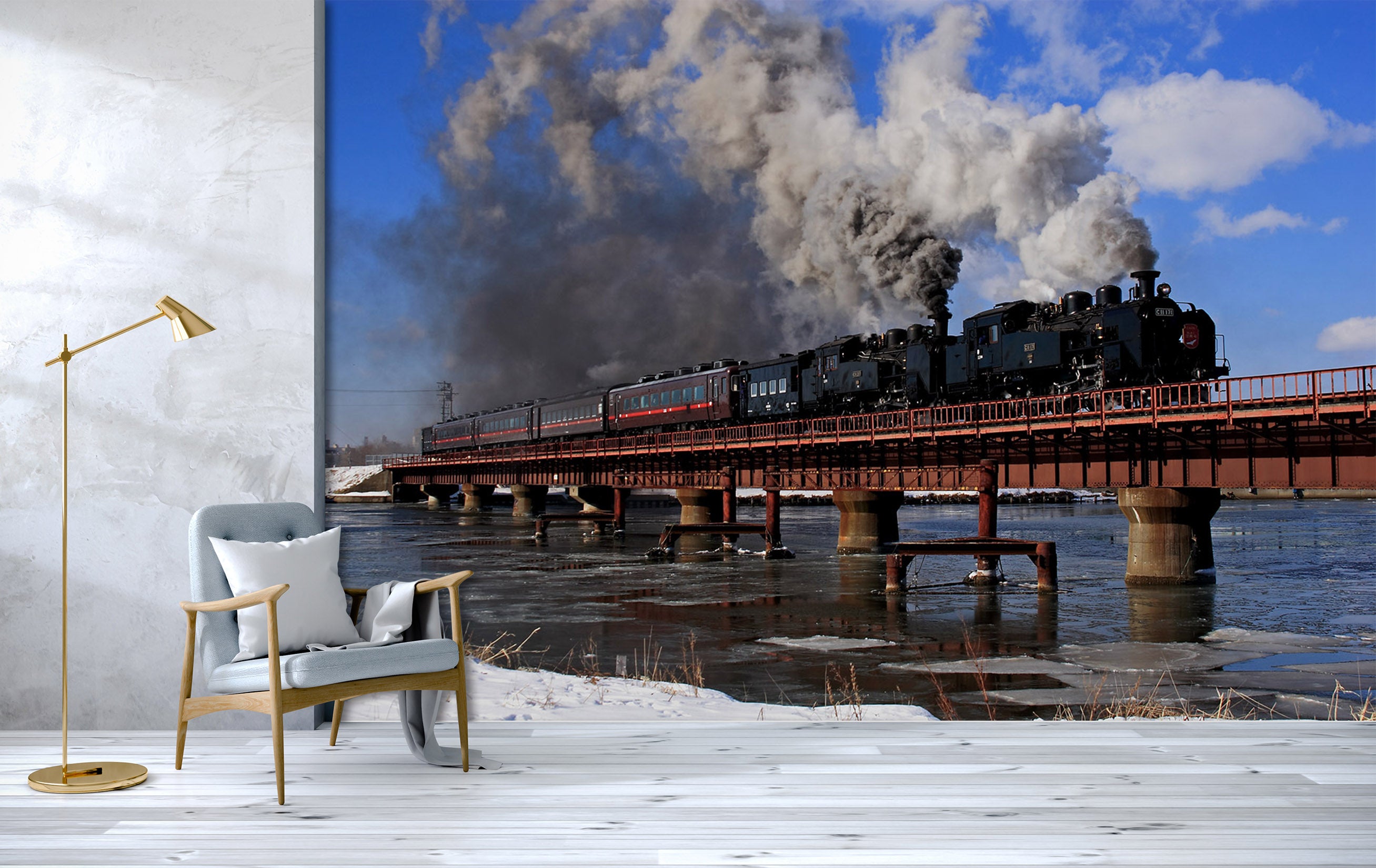 3D Train Black Smoke 174 Vehicle Wall Murals