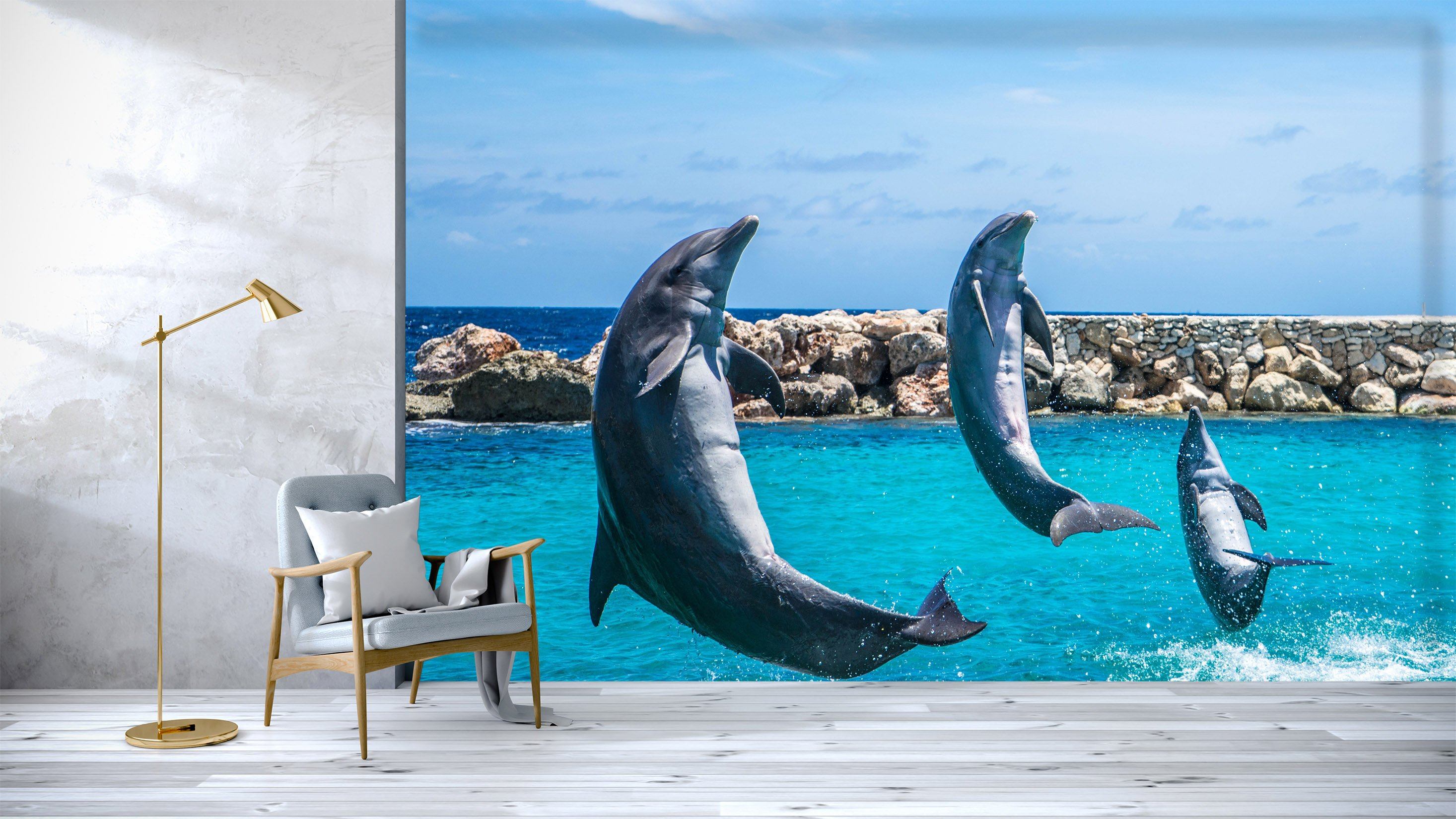 3D Dolphin Jumping 056 Wallpaper AJ Wallpaper 