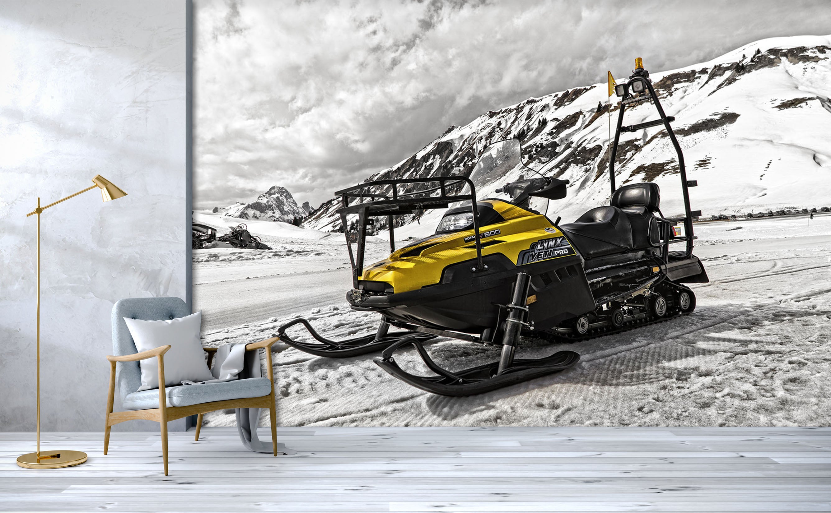 3D Mountain Snow Mobile 136 Vehicle Wall Murals