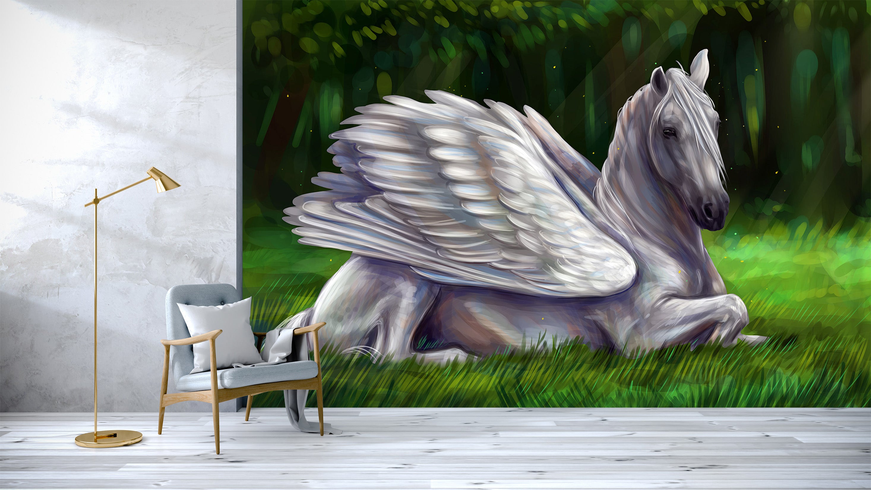 3D Pegasus Lawn 319 Wall Murals