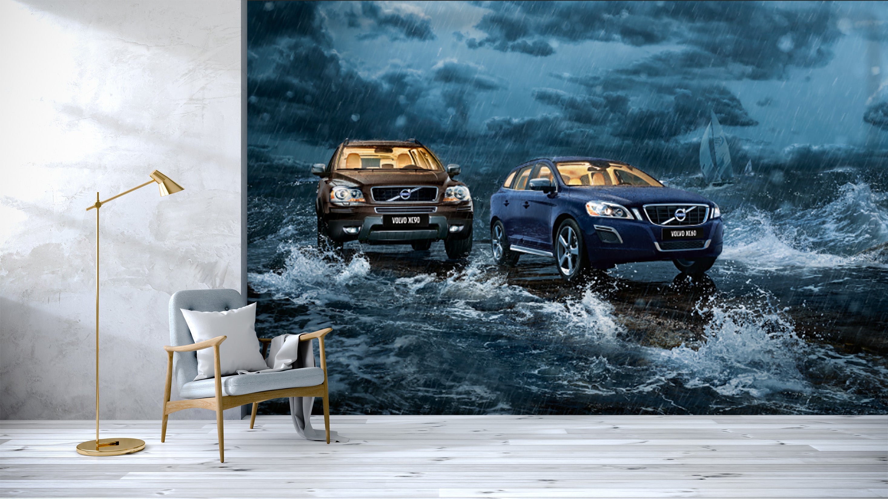 3D Stormy Sea Car 017 Vehicle Wall Murals