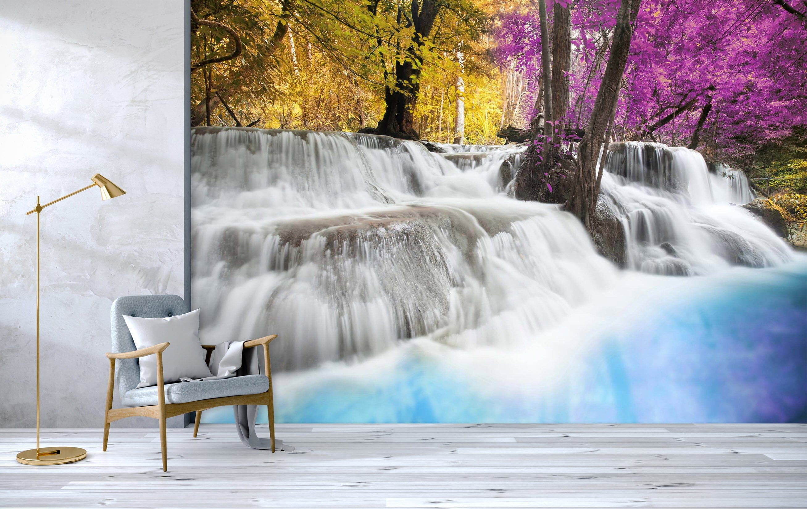 3D Forest Waterfall 2019 Wall Murals Wallpaper AJ Wallpaper 2 