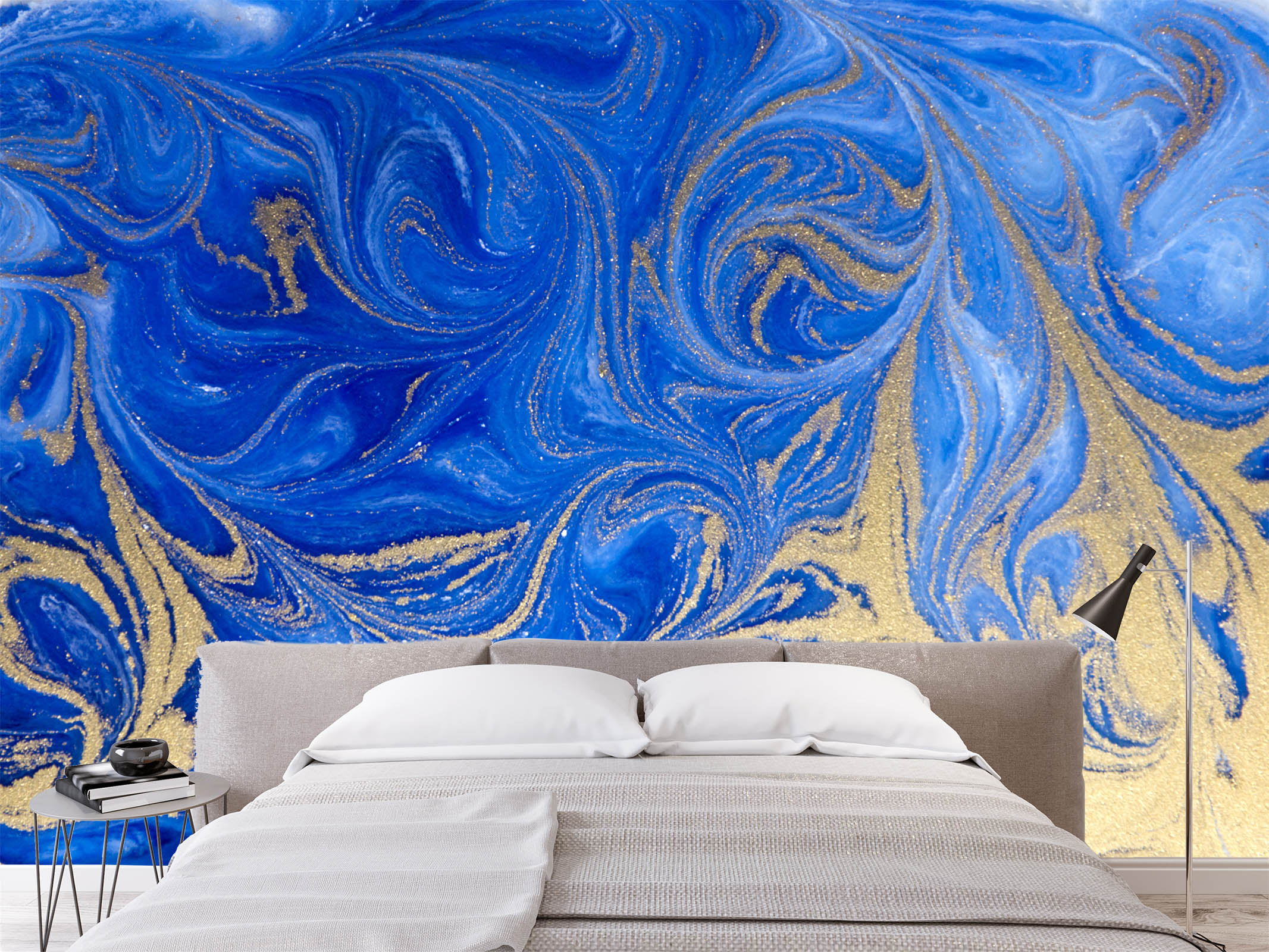 3D Golden-Blue Sand Texture 044 Wall Murals
