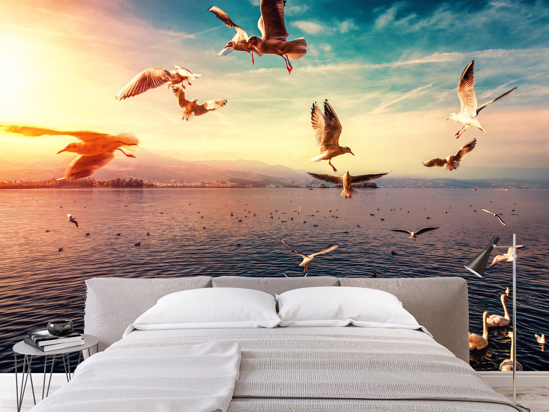 3D Sunset Seagull 401 Wall Murals Wallpaper AJ Wallpaper 2 