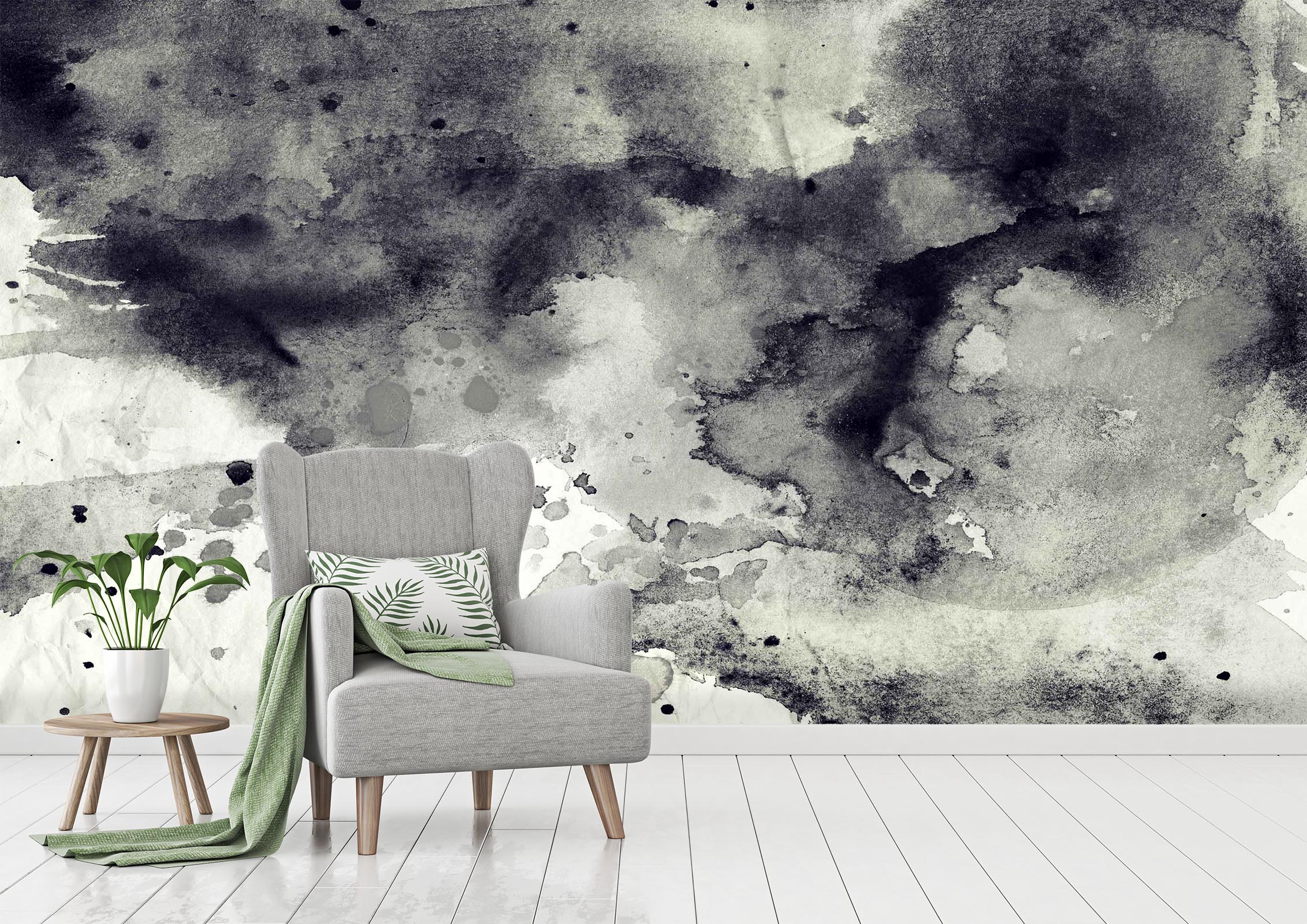 3D Black & White Ink 023 Wall Murals