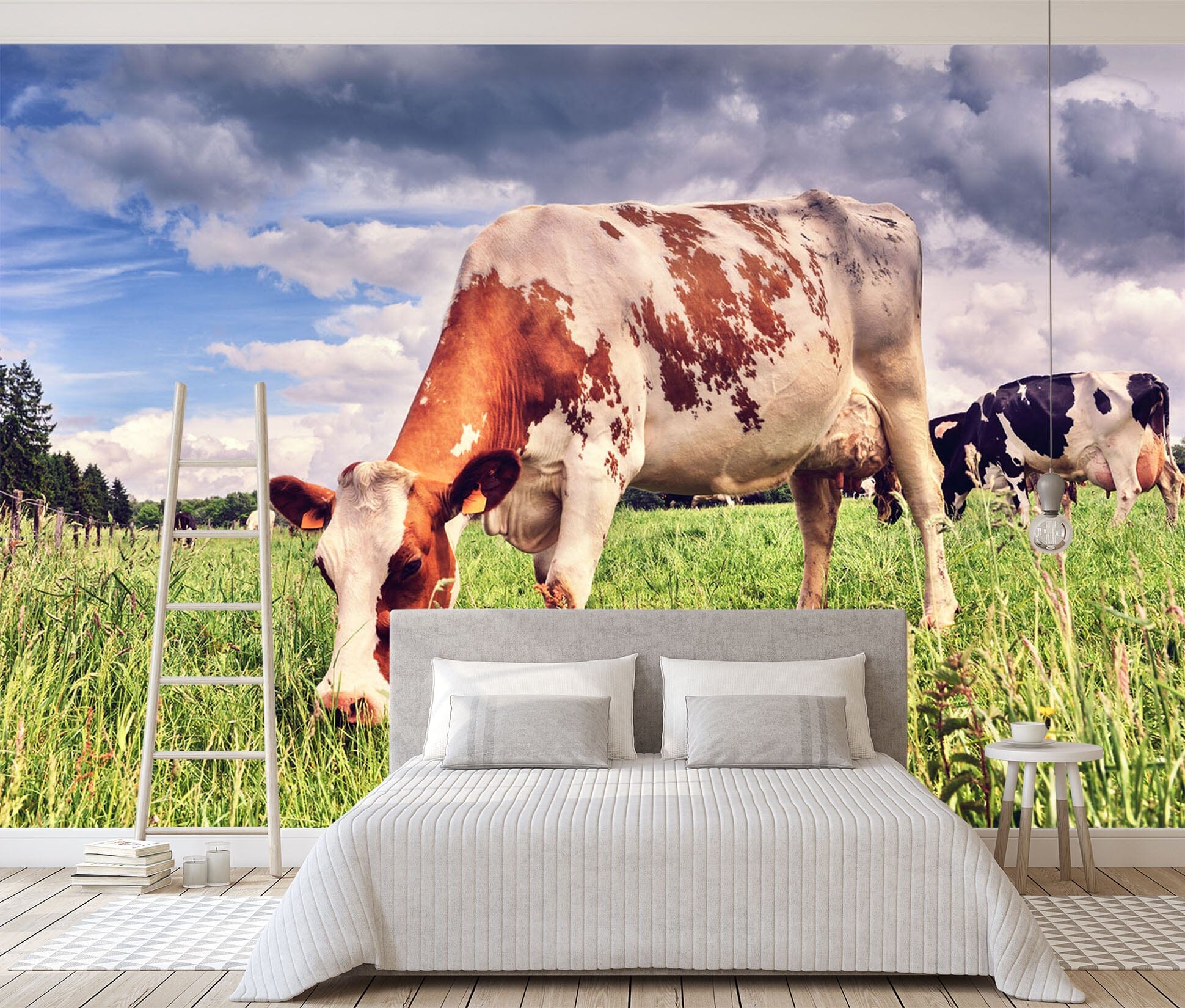 3D Pasture Cow 123 Wall Murals Wallpaper AJ Wallpaper 2 