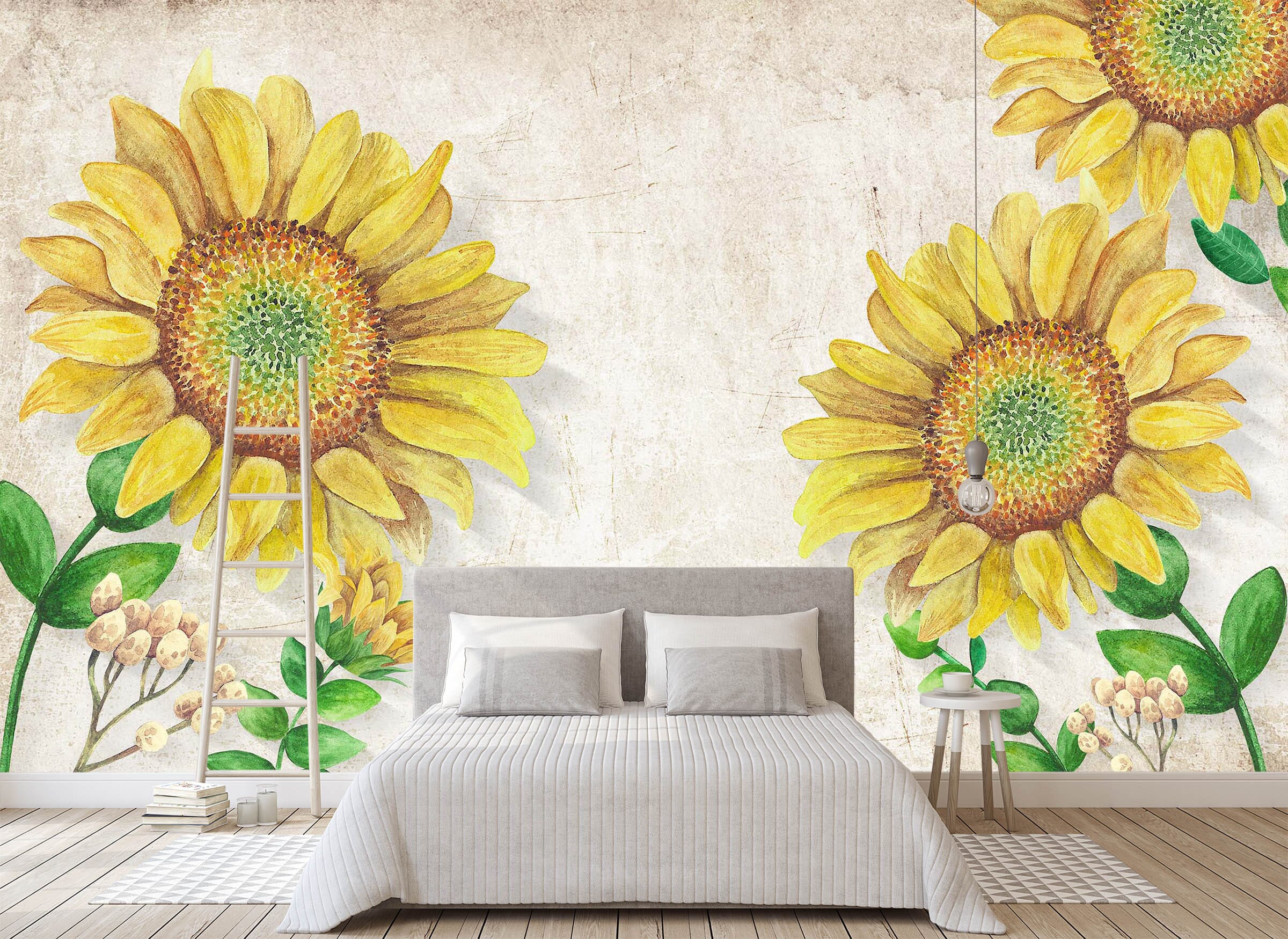 3D Sunflower Fower 1611 Wall Murals Wallpaper AJ Wallpaper 2 