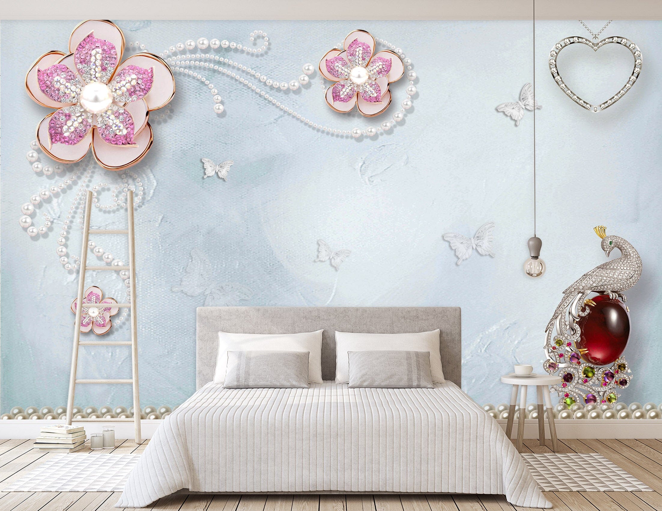 3D Pink Flowers 1450 Wall Murals Wallpaper AJ Wallpaper 2 