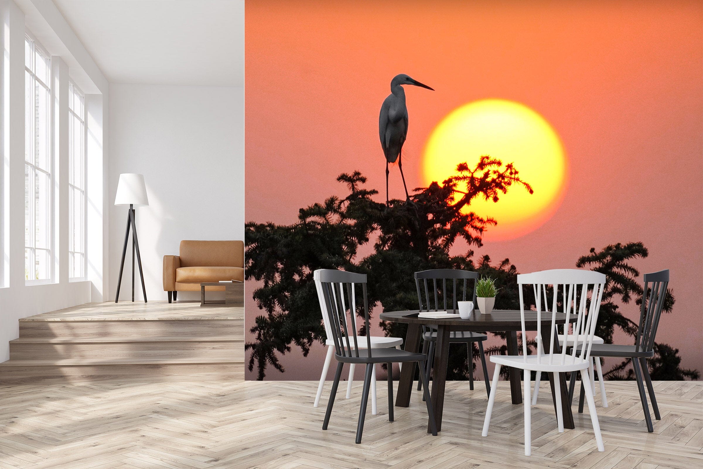 3D Sunset Crane 383 Wall Murals Wallpaper AJ Wallpaper 2 