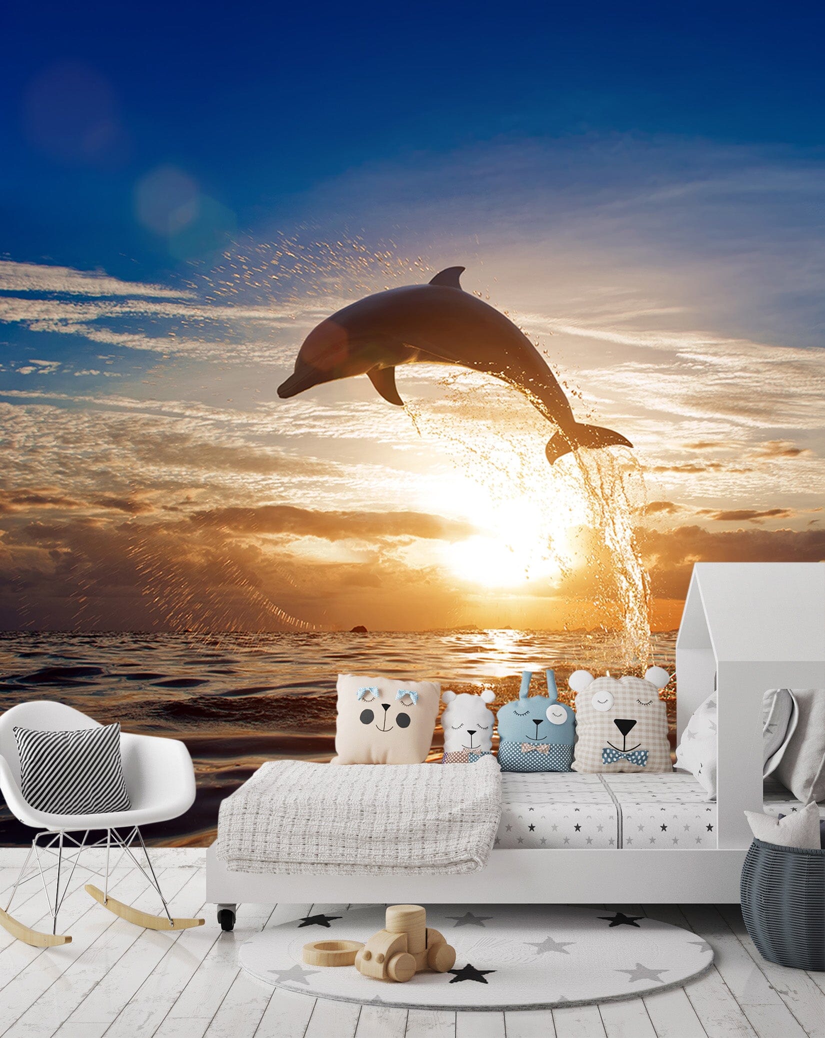 3D Dolphin Diving 107 Wall Murals Wallpaper AJ Wallpaper 2 