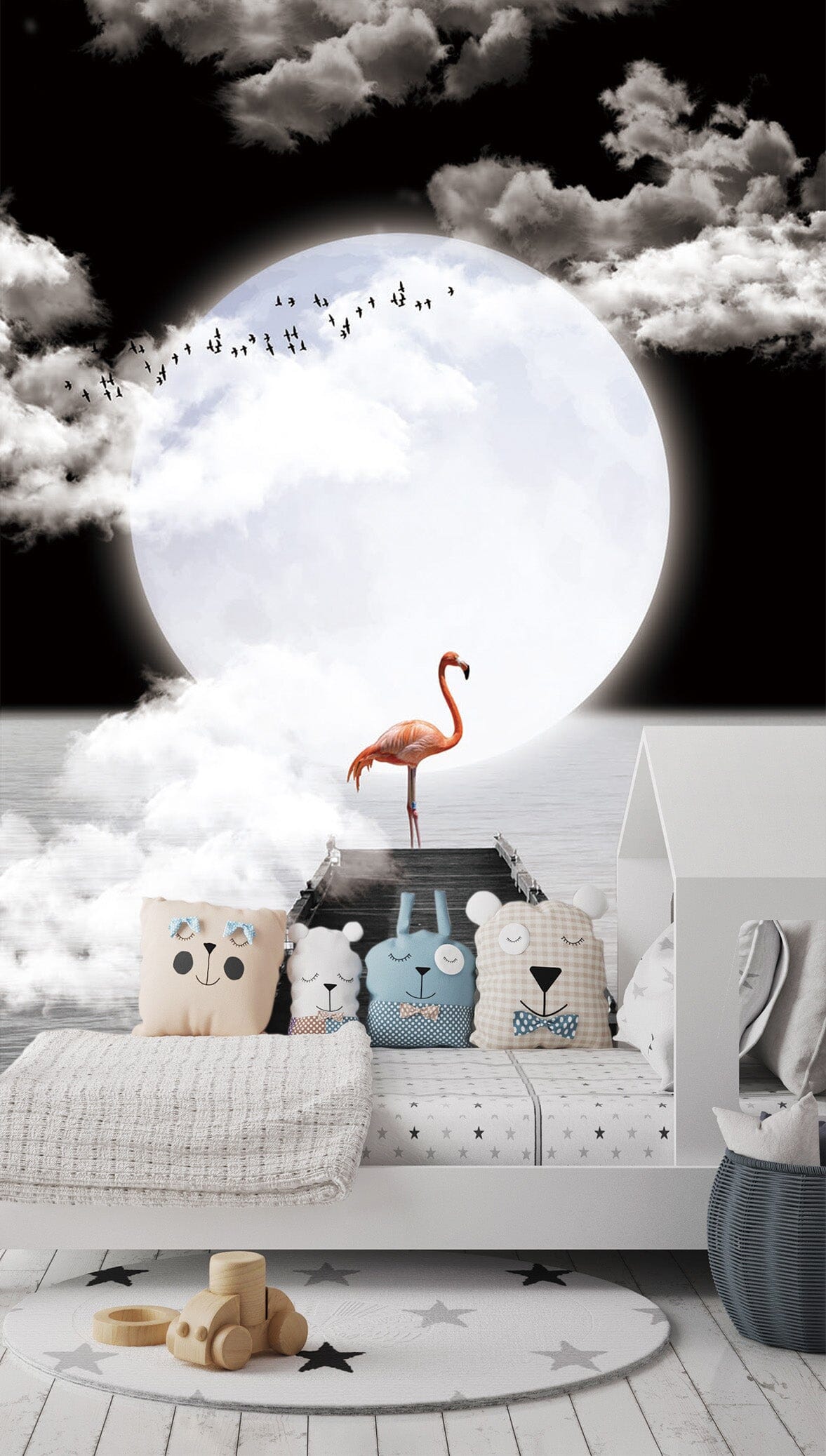 3D Moon Flamingo 119 Wall Murals Wallpaper AJ Wallpaper 2 