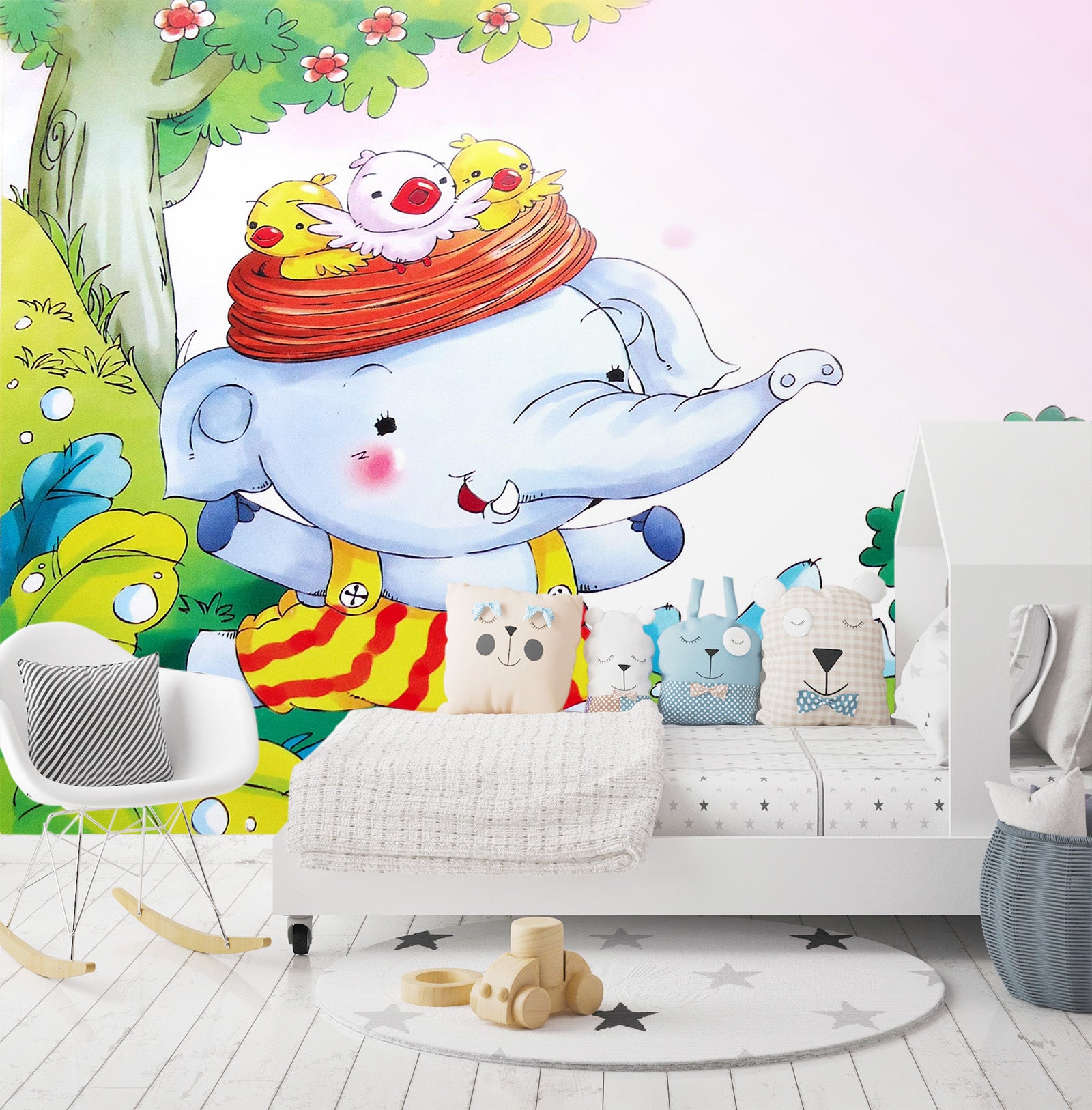 3D Happy Baby Elephant 1664 Wall Murals