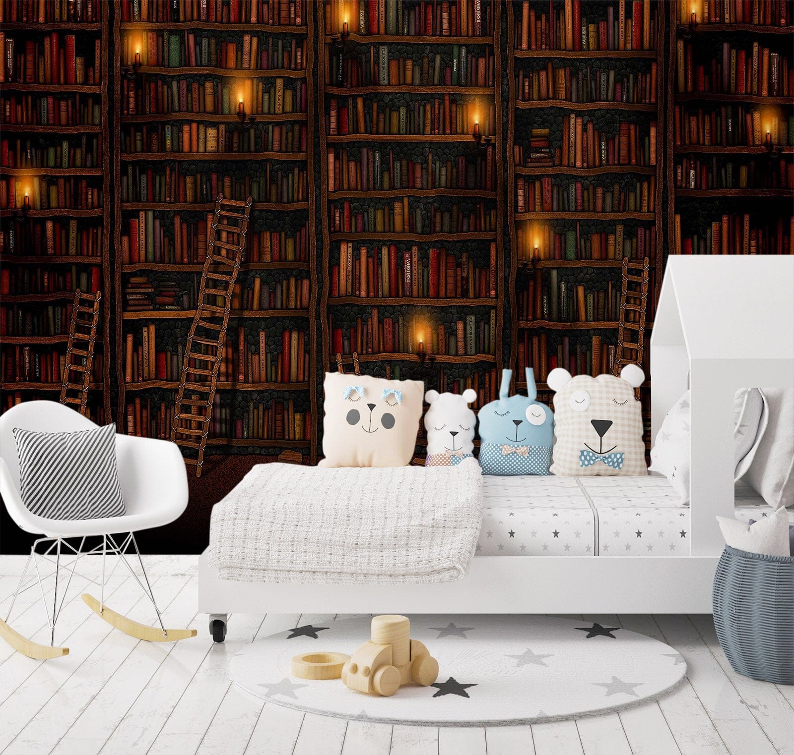 3D Hand Painted Bookshelf 015 Wall Murals Wallpaper AJ Wallpaper 2 