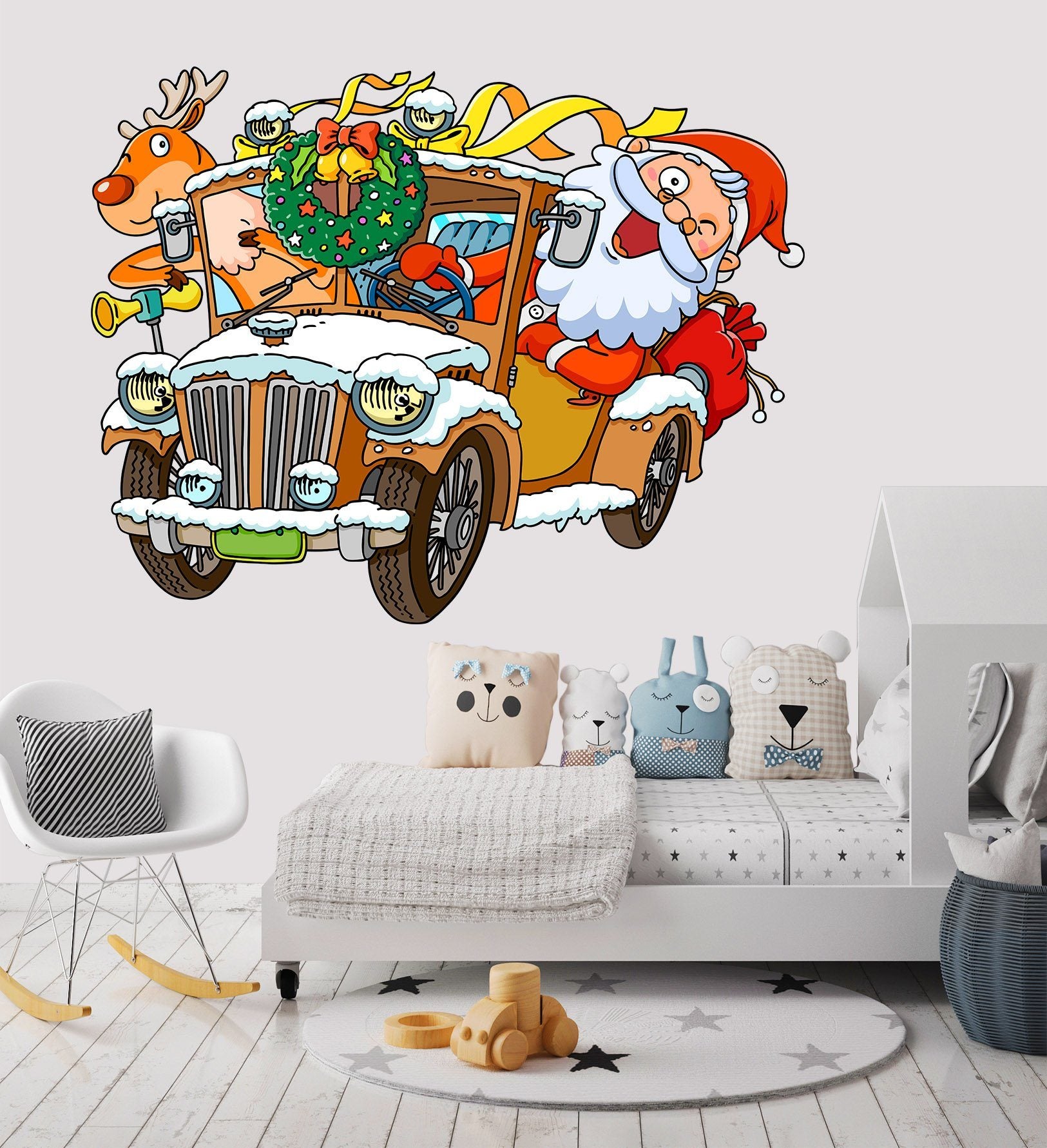 3D Luxury Car Santa Claus 22 Wall Stickers Wallpaper AJ Wallpaper 