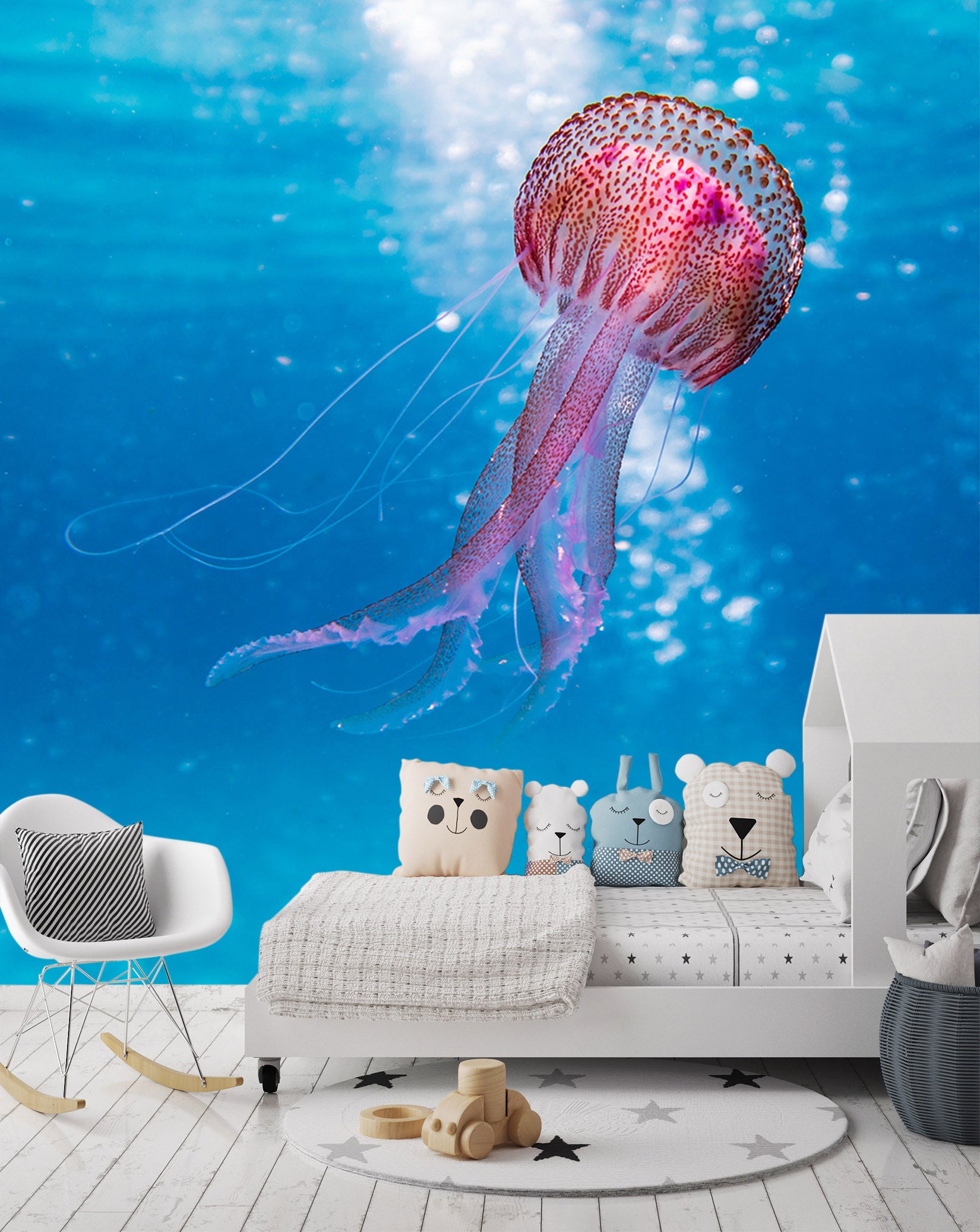 3D Pink Jellyfish 106 Wall Murals