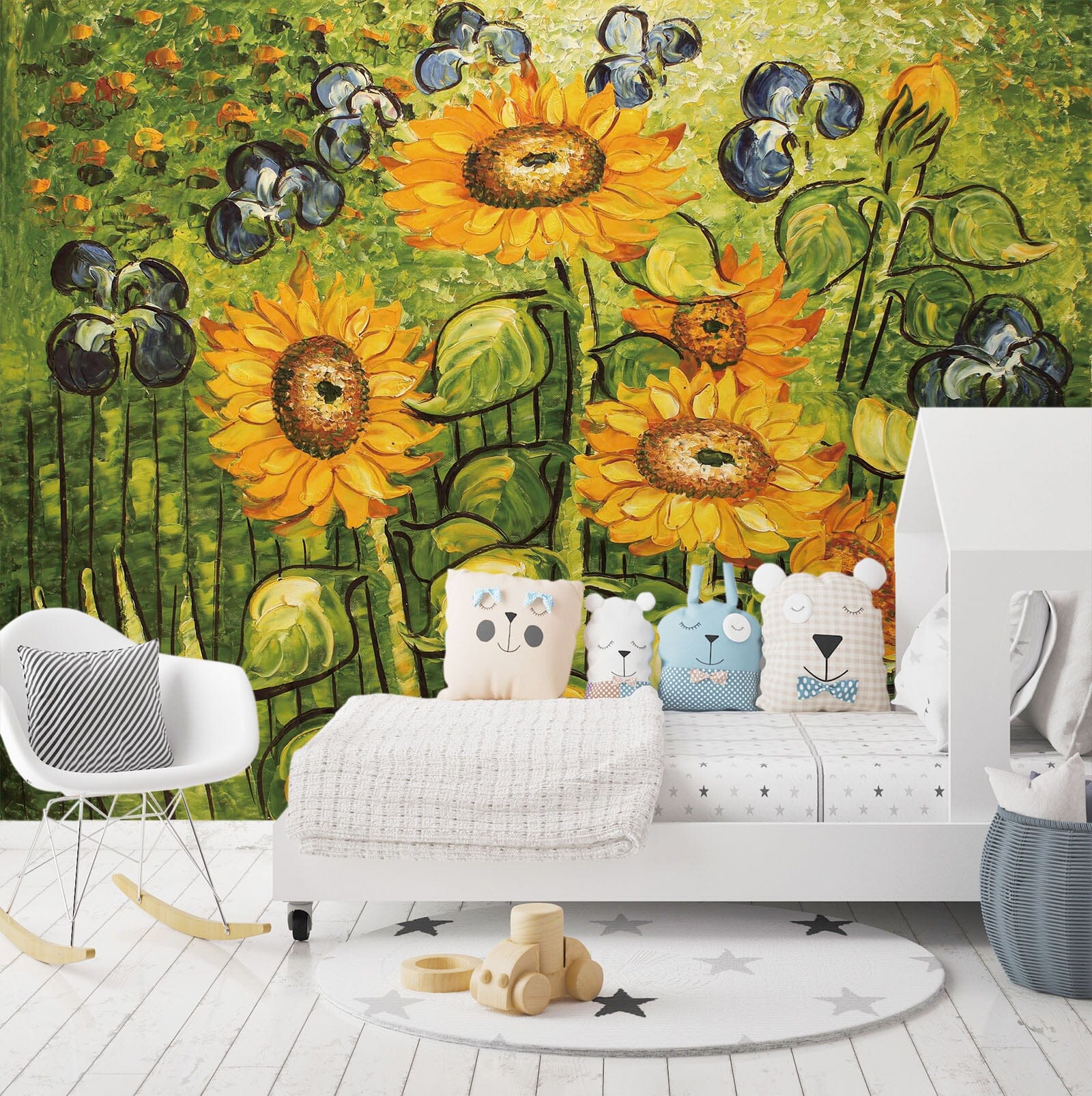 3D Sunflower Oil Painting 019 Wall Murals Wallpaper AJ Wallpaper 2 