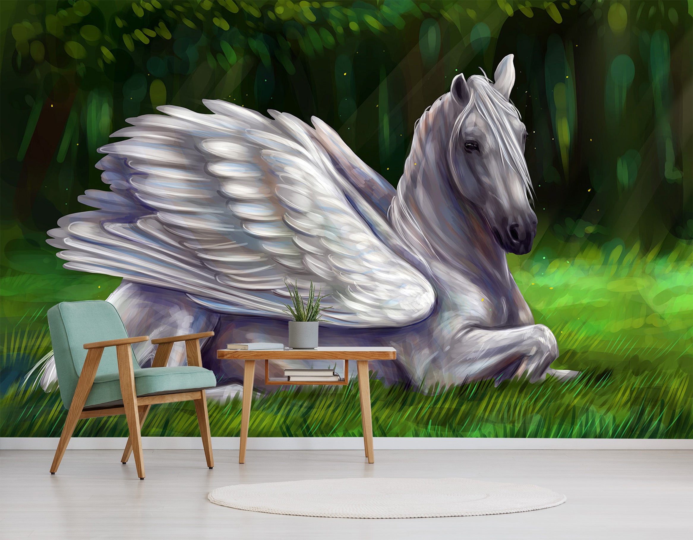 3D Pegasus Lawn 319 Wall Murals