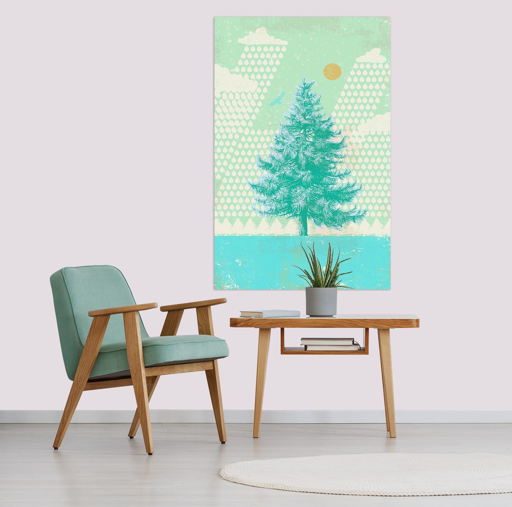 3D Blue Fir Tree 026 Showdeer Wall Sticker Wallpaper AJ Wallpaper 2 
