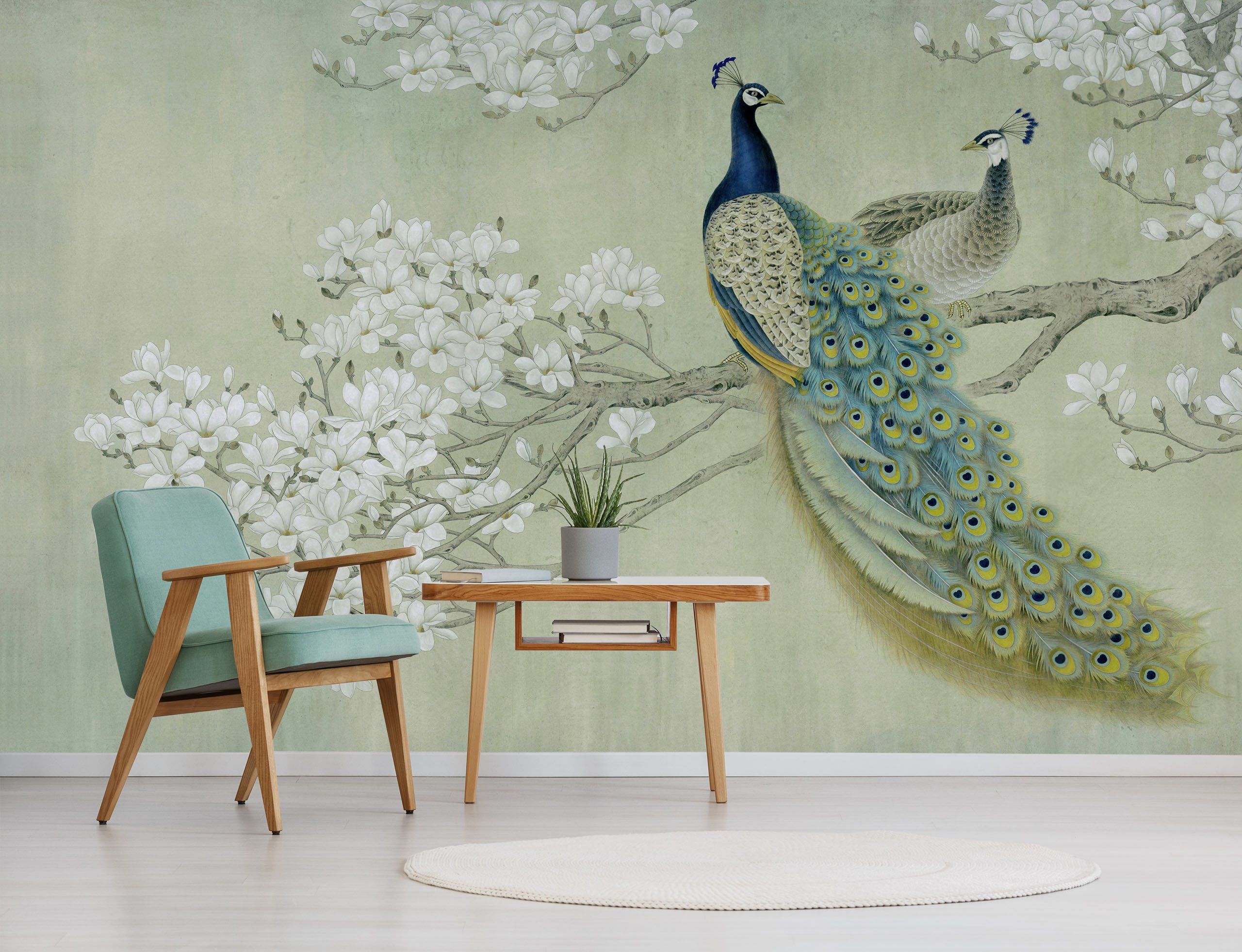 3D Peacock Flowers 065 Wallpaper AJ Wallpaper 