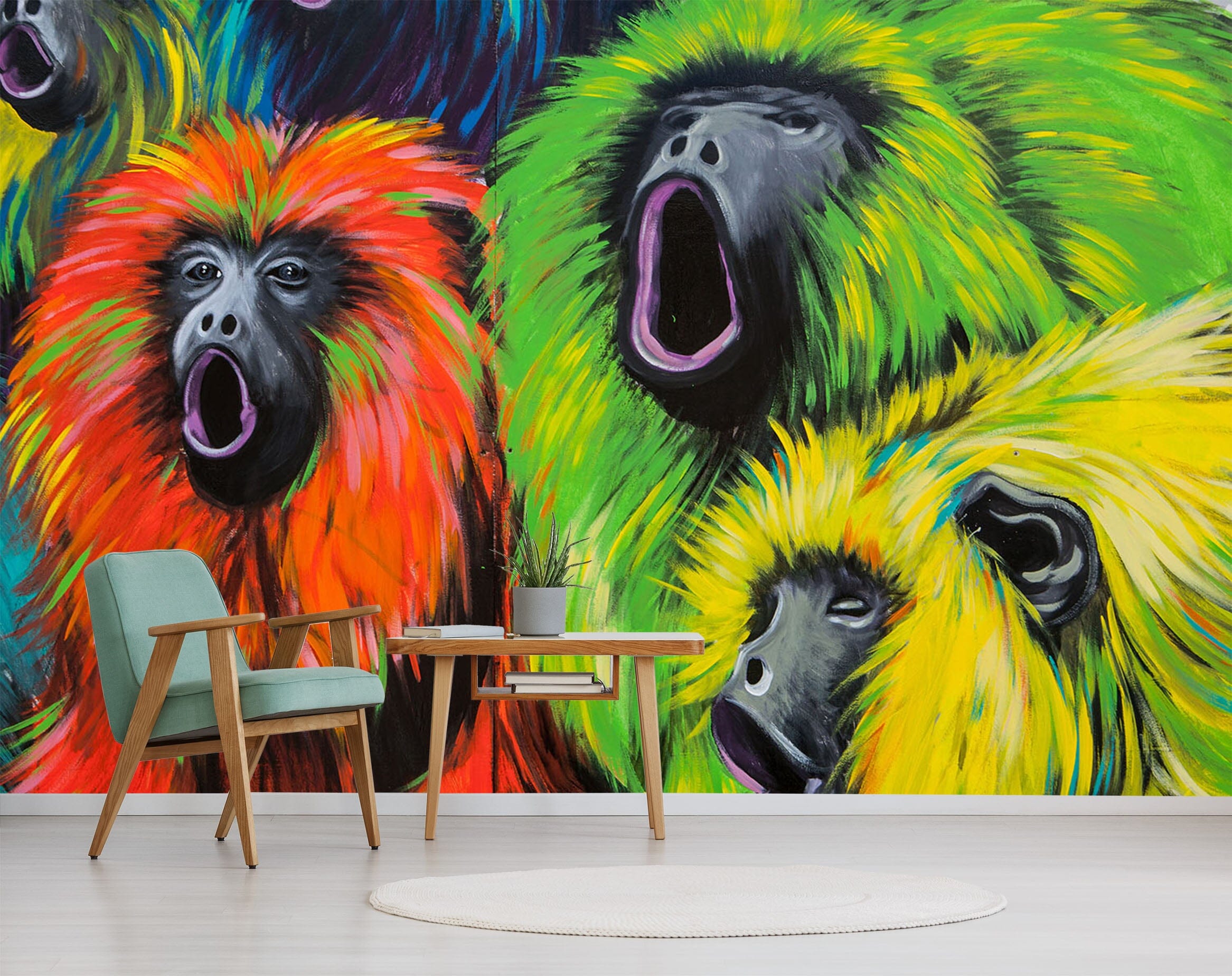 3D Color Orangutan 352 Wall Murals Wallpaper AJ Wallpaper 2 