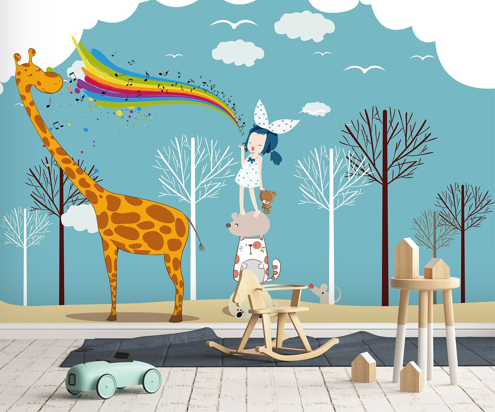 3D Giraffe Forest 1641 Wall Murals Wallpaper AJ Wallpaper 2 