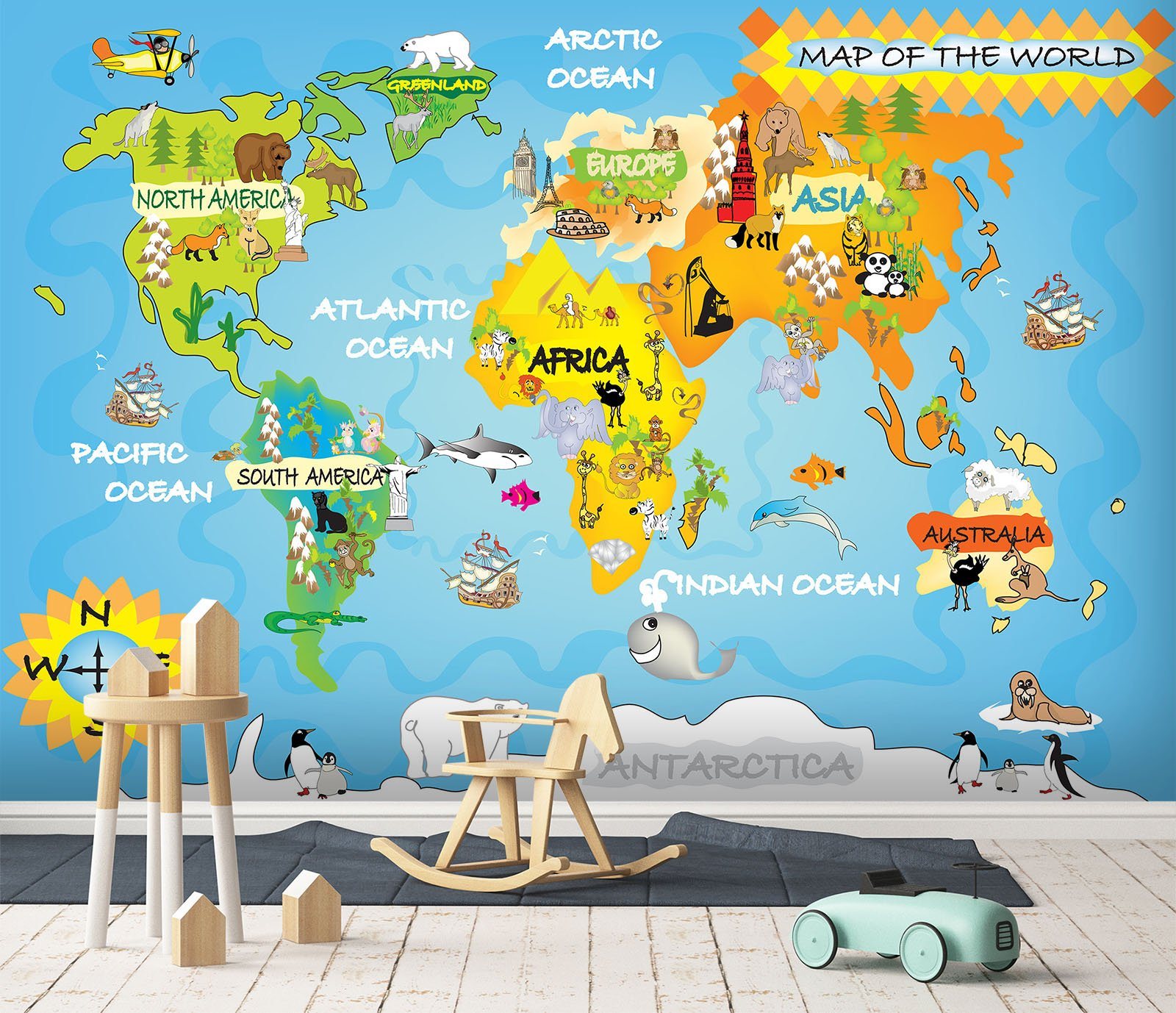 3D Cartoon Map 051 Wall Murals Wallpaper AJ Wallpaper 2 