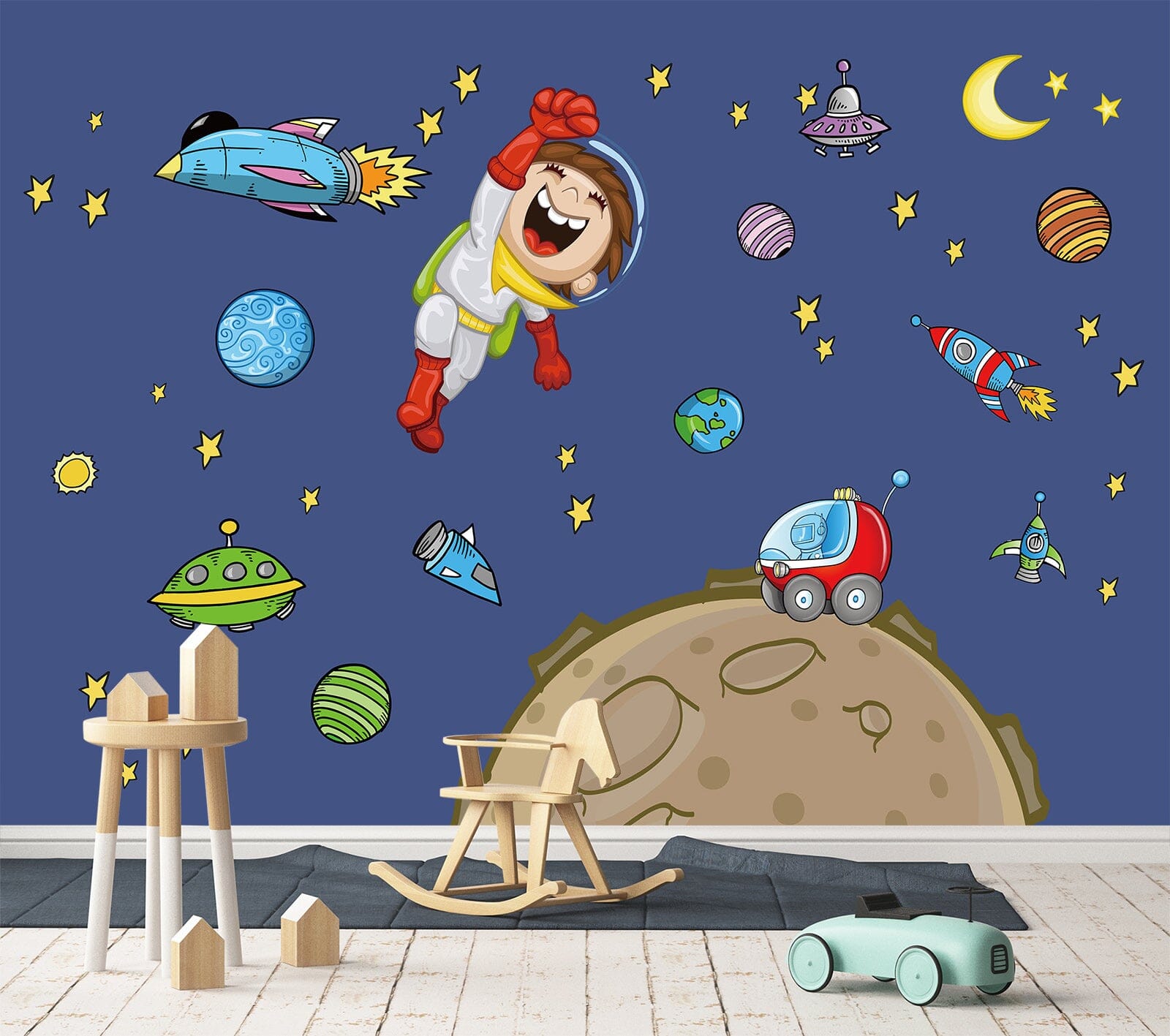 3D Moon Spaceship 1427 Wall Murals Wallpaper AJ Wallpaper 2 