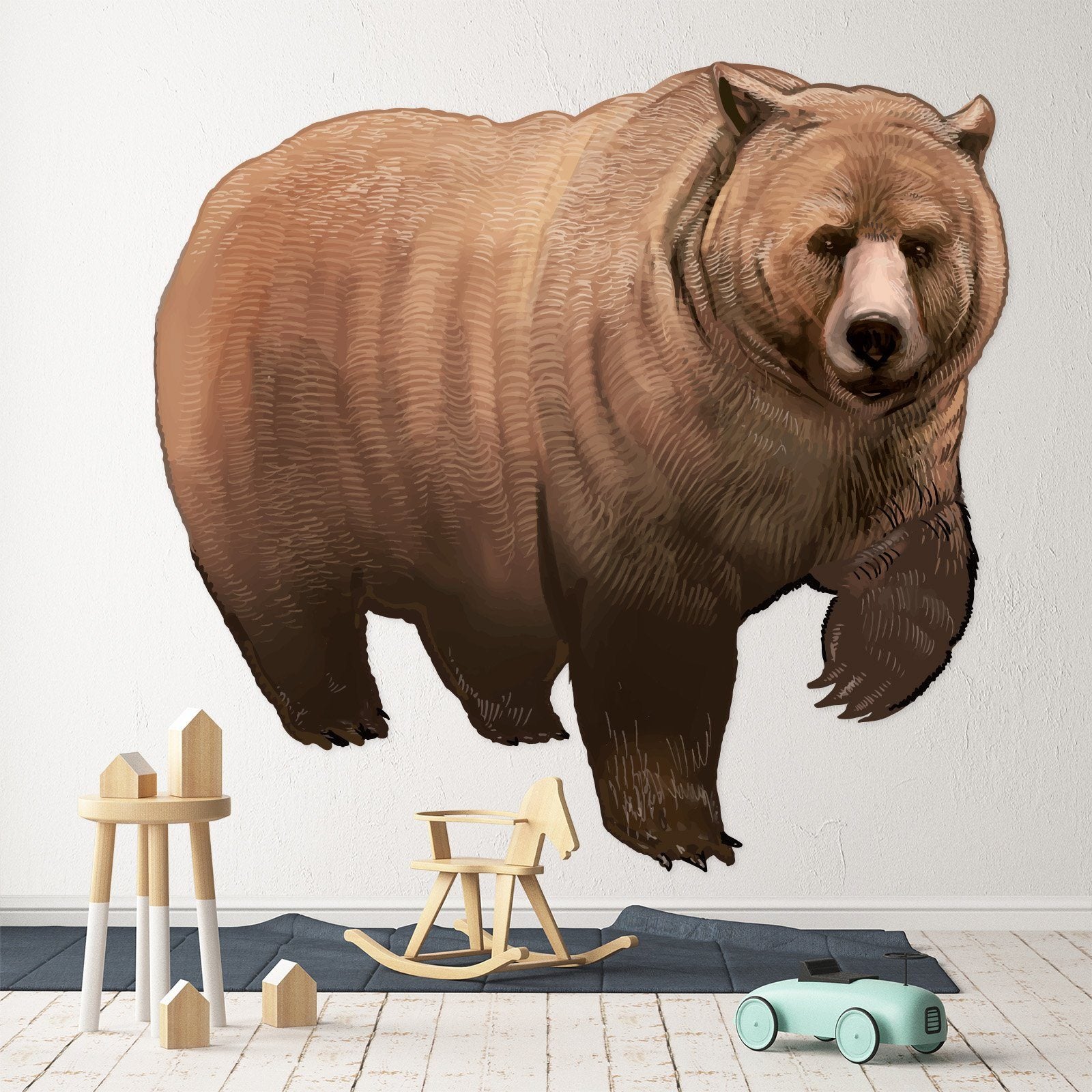 3D Brown Bear Lifting Leg 070 Animals Wall Stickers Wallpaper AJ Wallpaper 